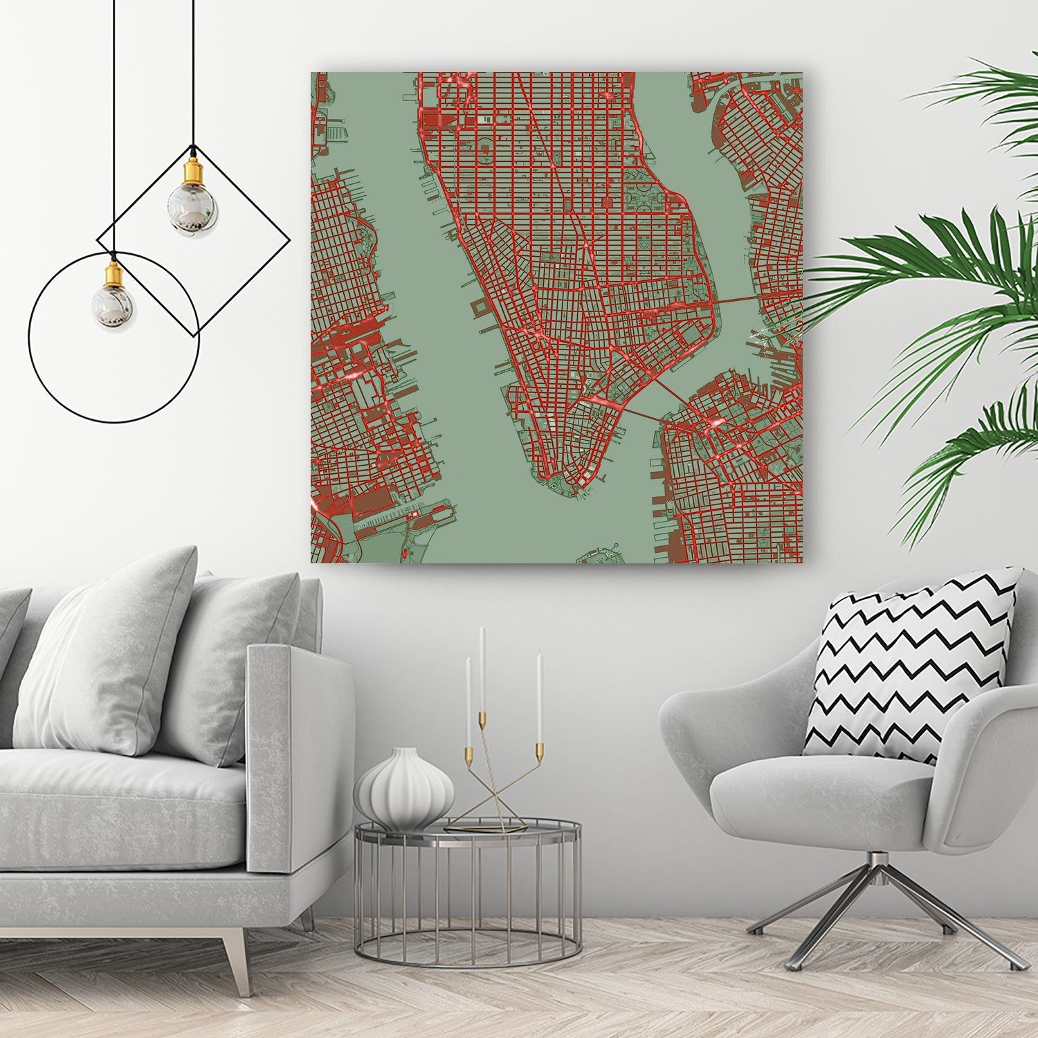 New York city map pop by Javier Ruiz on GIANT ART - green digital drawing