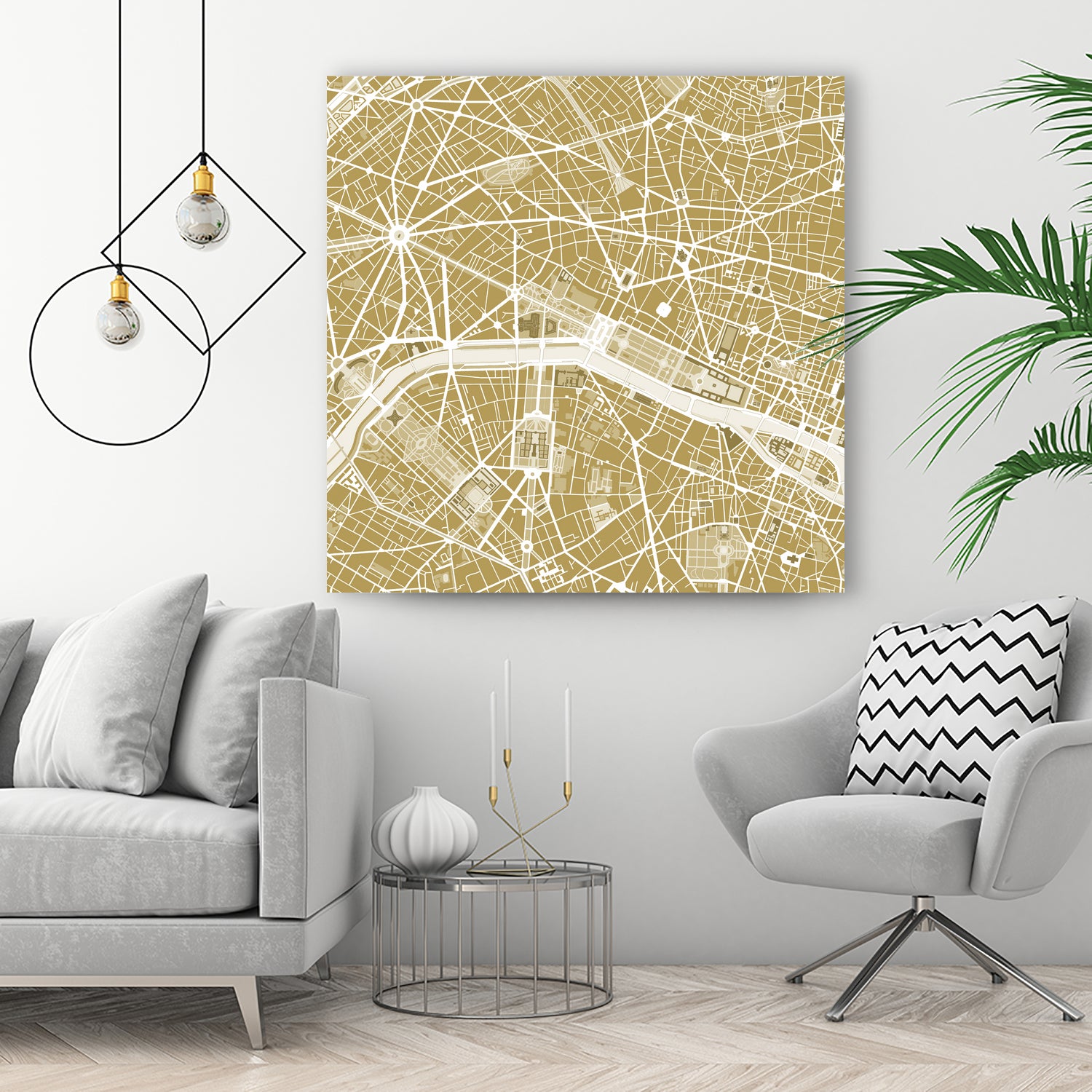 Paris city map gold by Javier Ruiz on GIANT ART - brown digital drawing