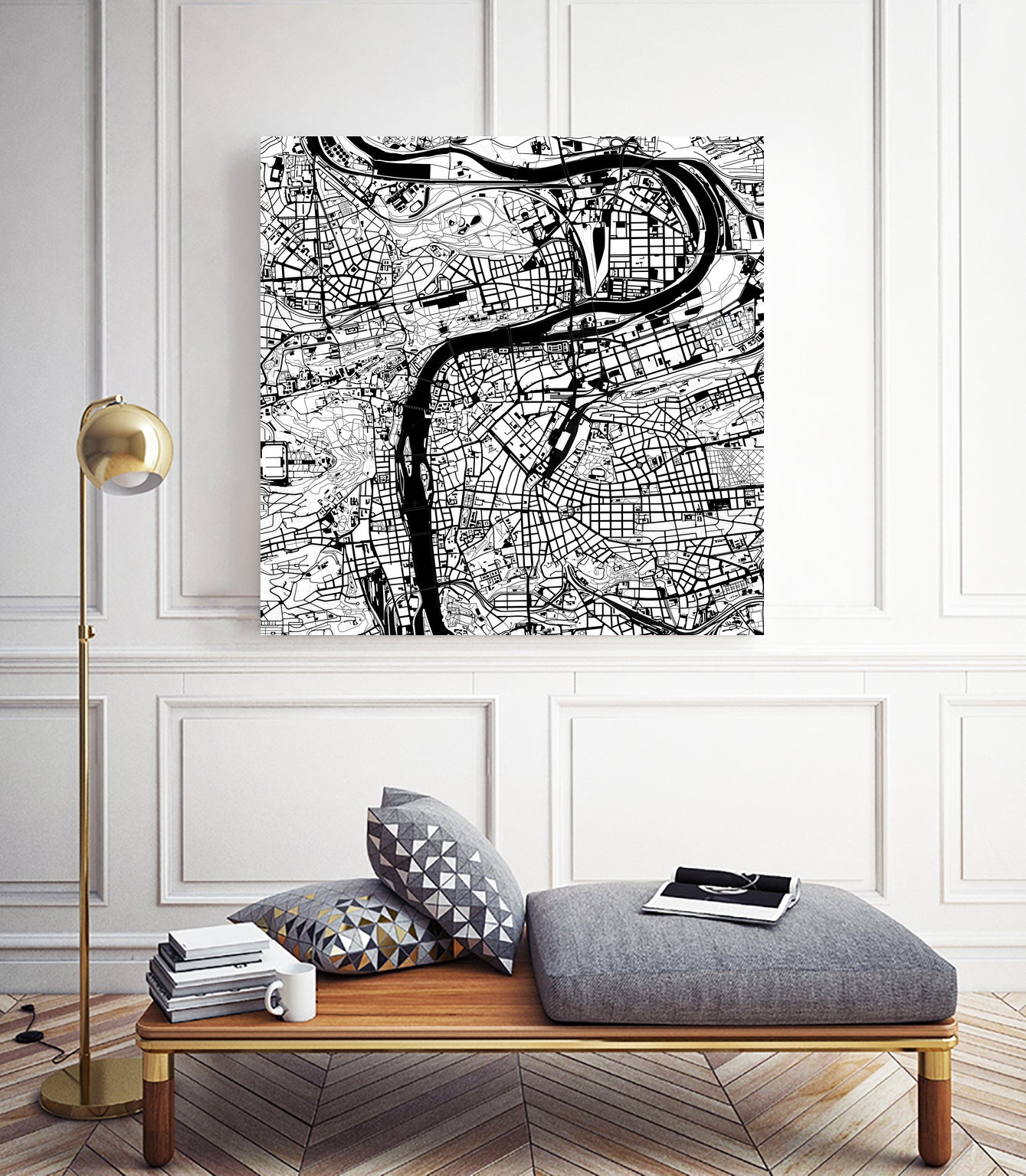 Prague map white by Javier Ruiz on GIANT ART - white digital drawing