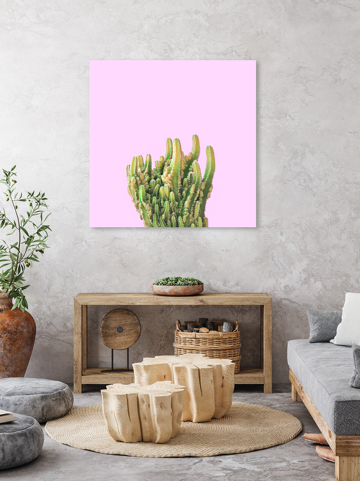 Summer Cactus Fingers on Soft Lavender by Dominique Van Roey on GIANT ART - pink photo manipulation