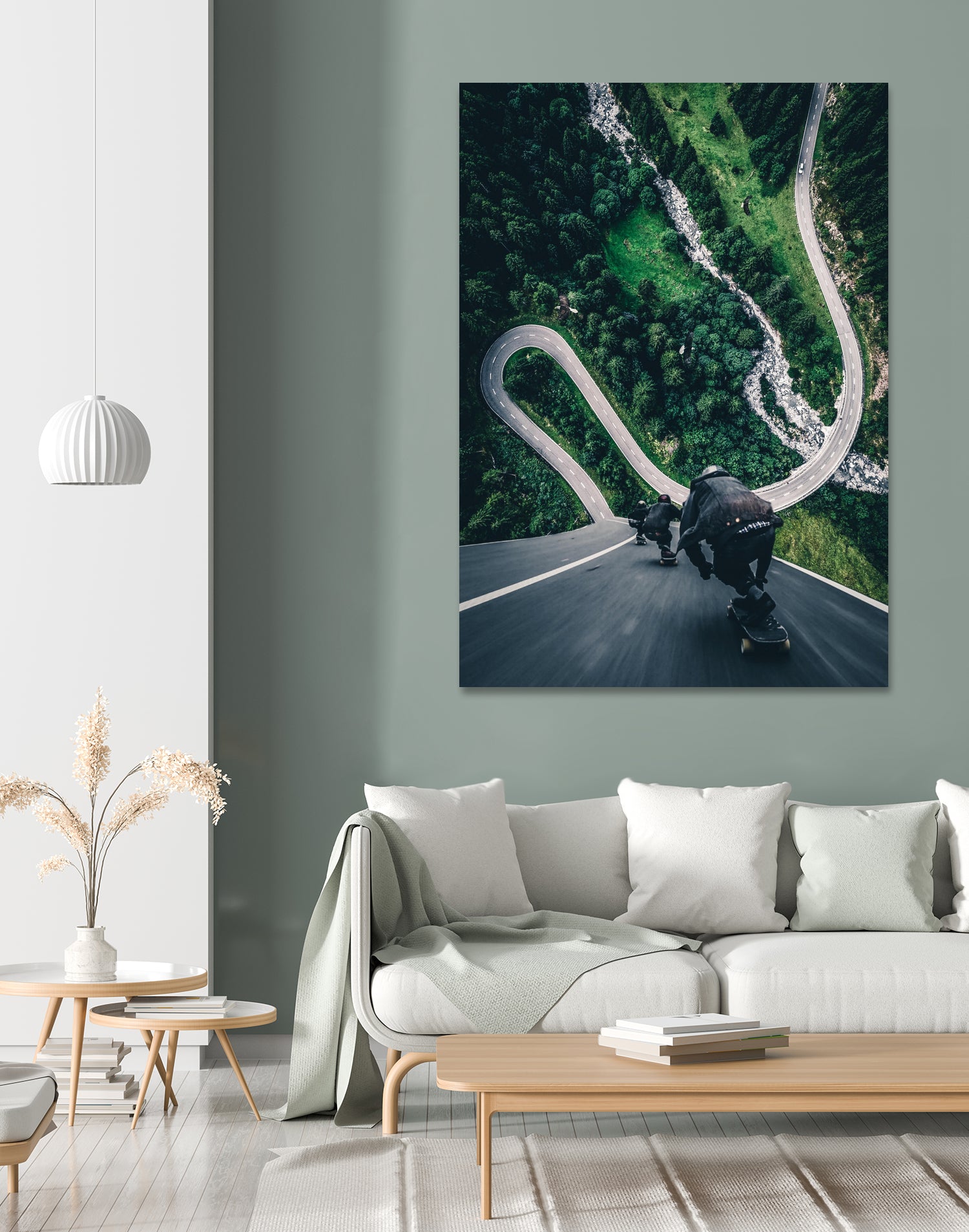 Crazy downhill skateboarders by GEN Z by Rigaud Mickaël on GIANT ART - green photo illustration