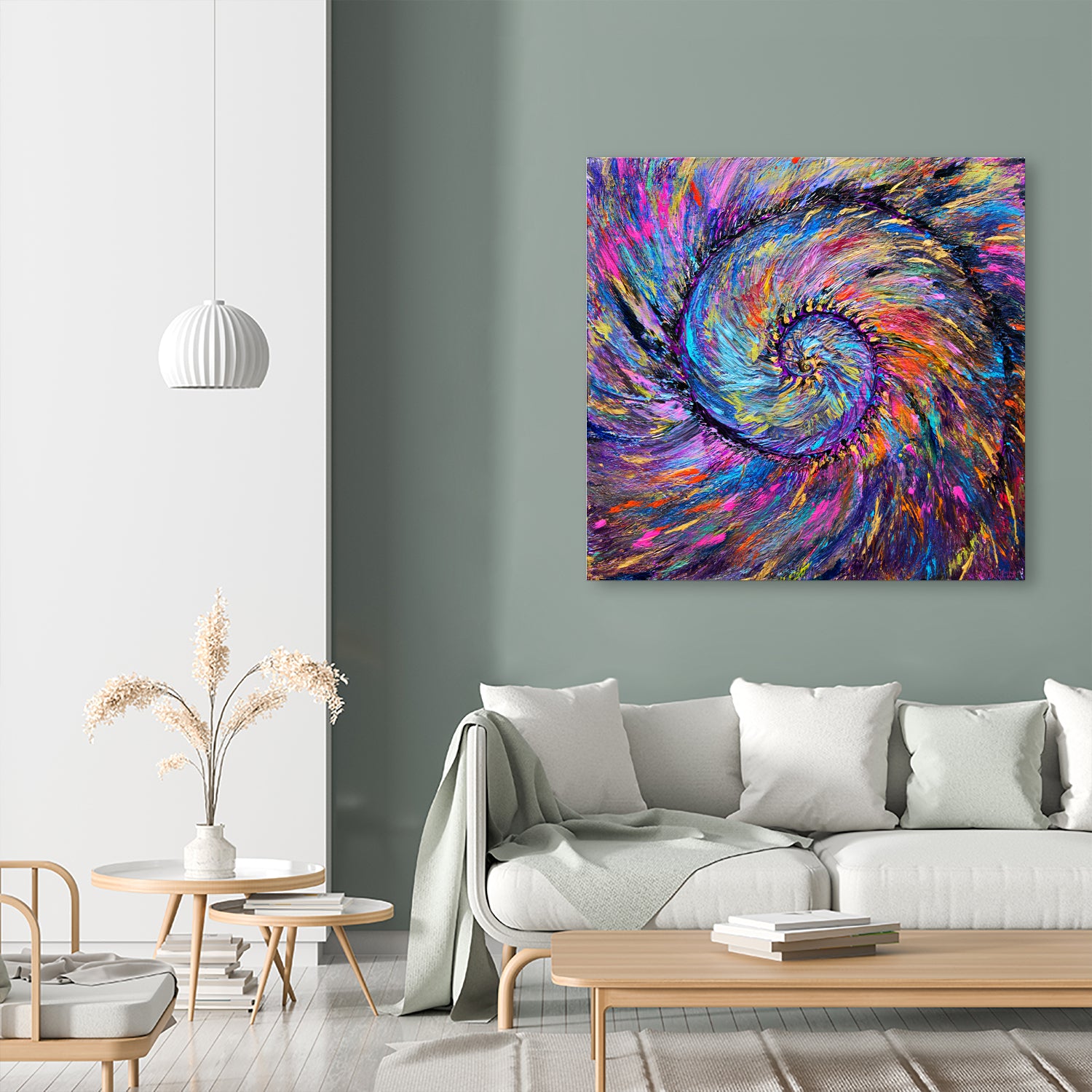 Superb Spiral Rainbow Amonite by Priscilla Batzell on GIANT ART - fuchsia mixed media