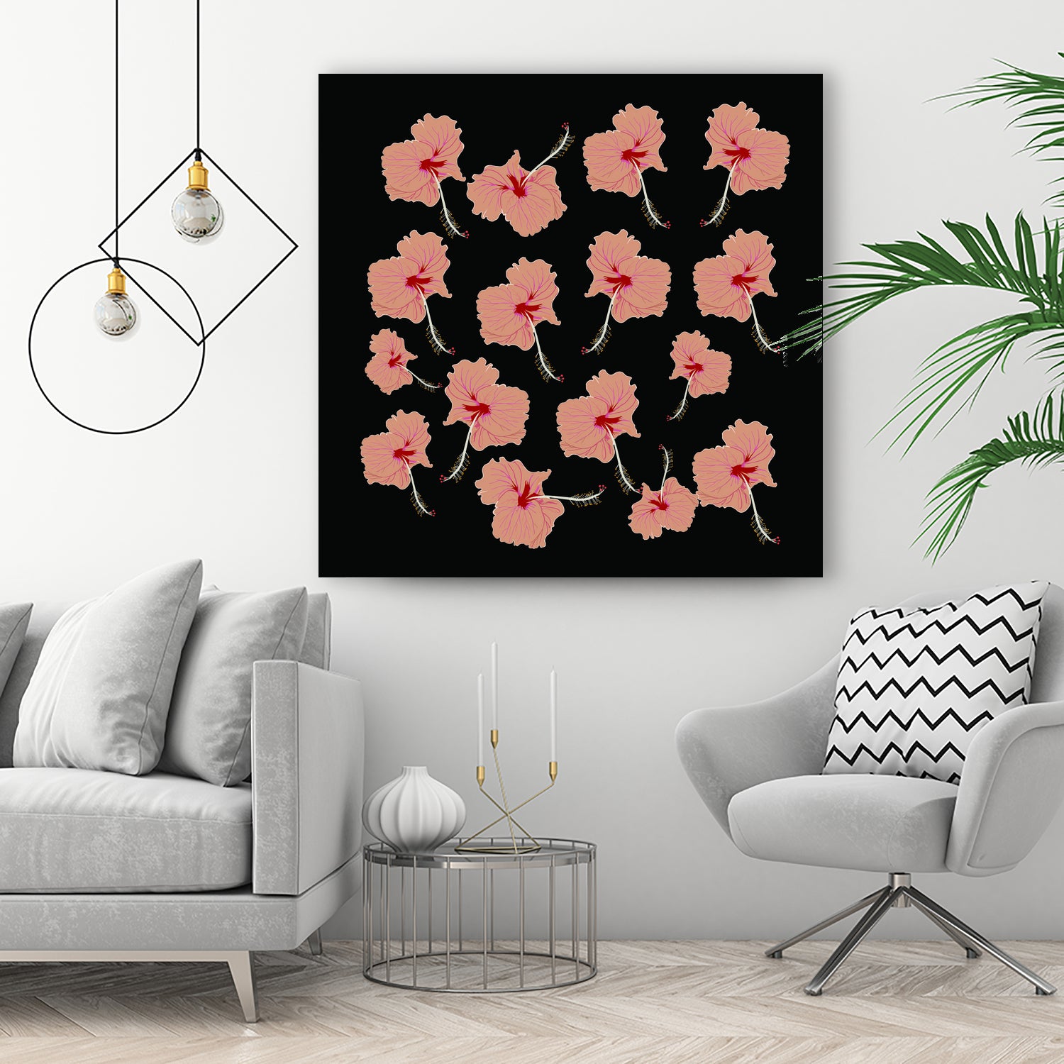 Delicate Hibiscus Flowers by Vanka Manitarka on GIANT ART - pink digital painting