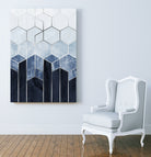 Soft Blue Hexagons - Silver by Elisabeth Fredriksson on GIANT ART - blue digital drawing