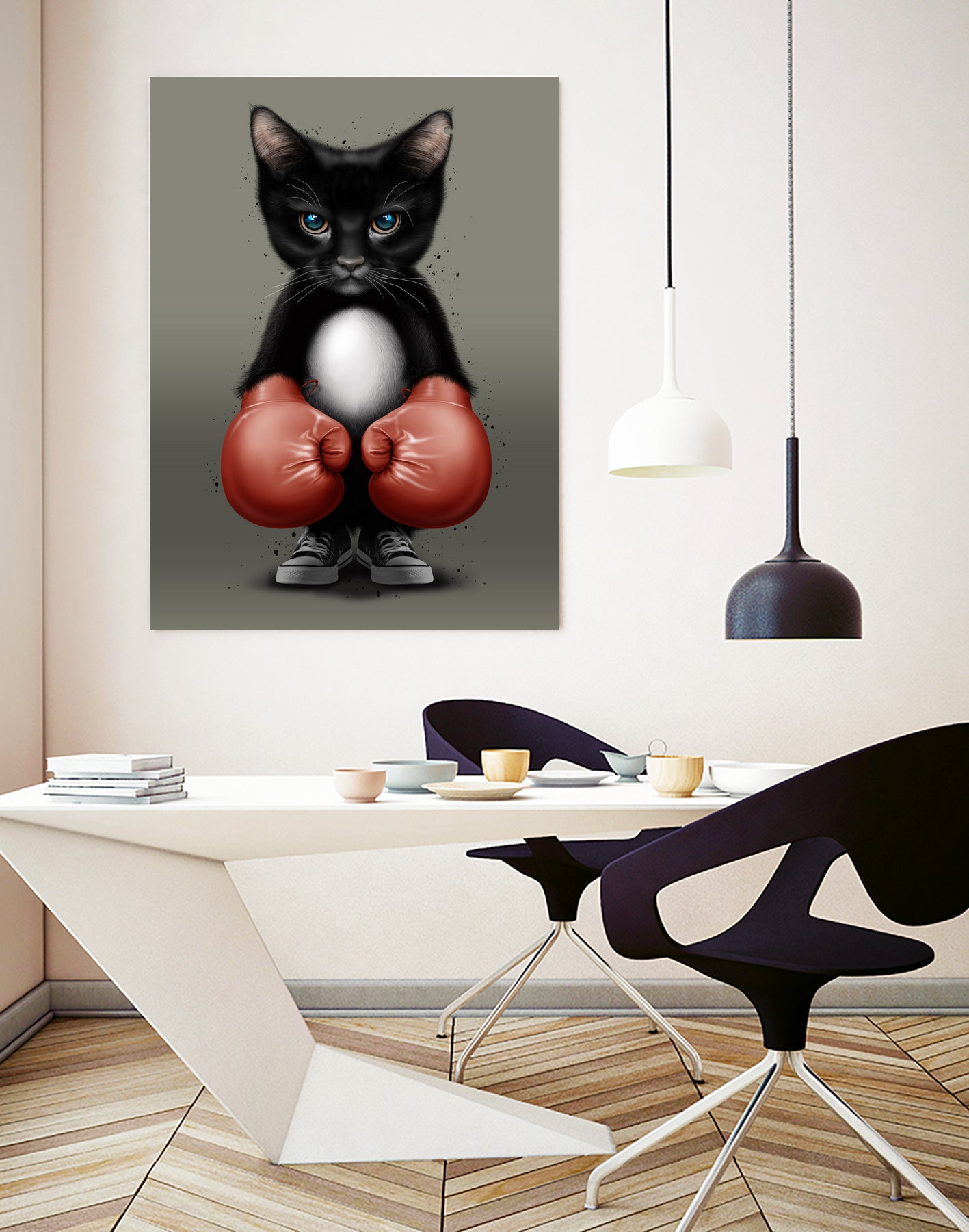 CAT BOXER 2017 by JUMALI KATANI on GIANT ART - black digital painting