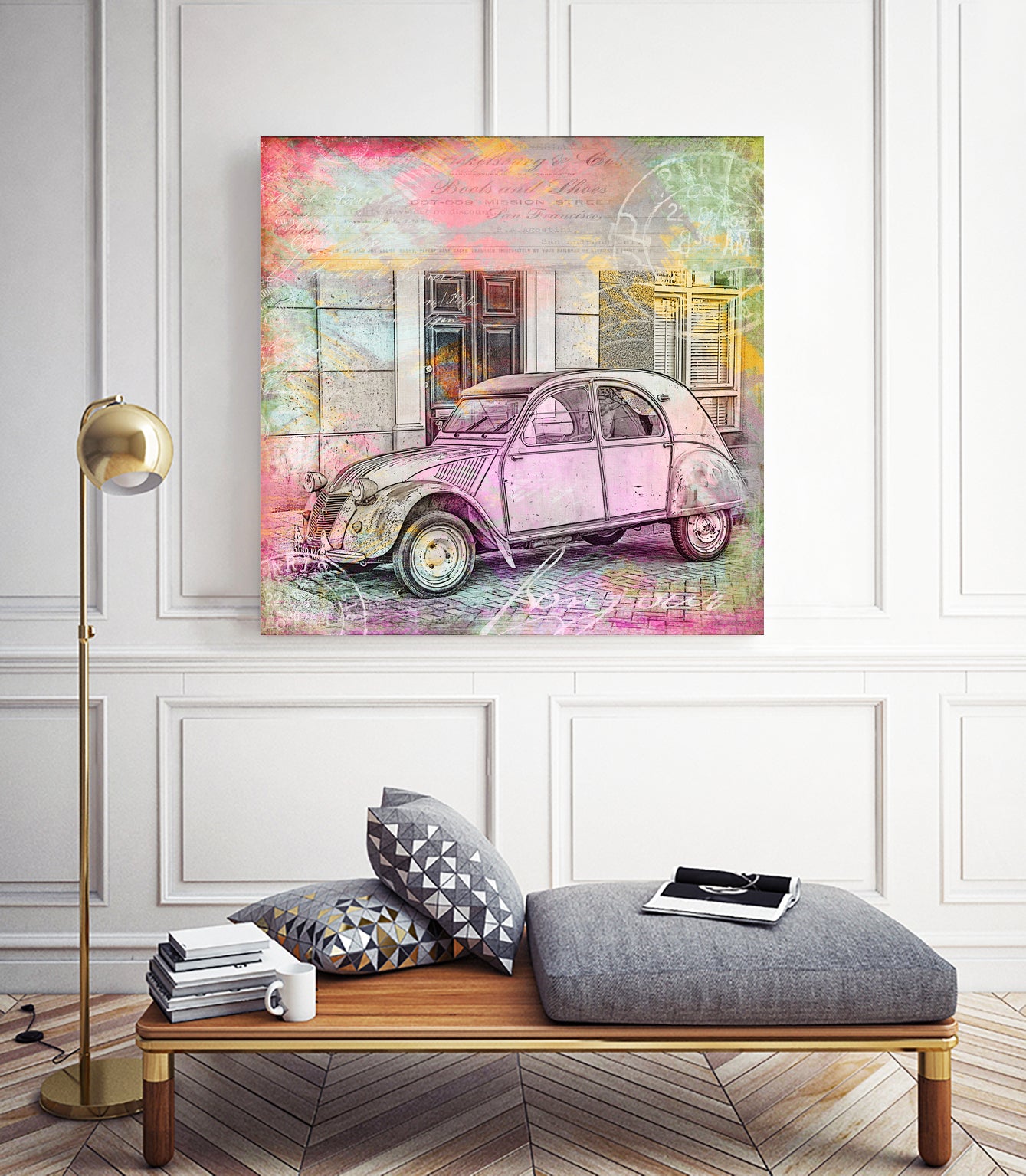2CV Retro Car by Andrea Haase on GIANT ART - pink photo illustration