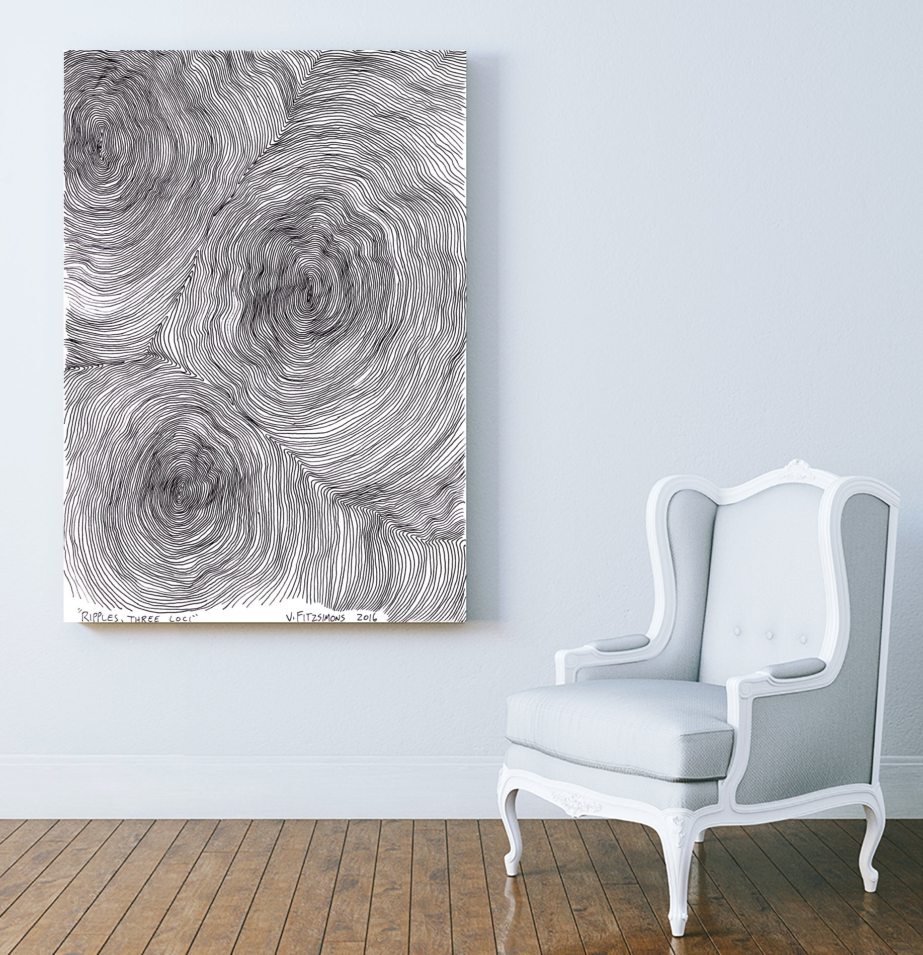 Ripples, three loci by Victor Fitzsimons on GIANT ART - black mixed media