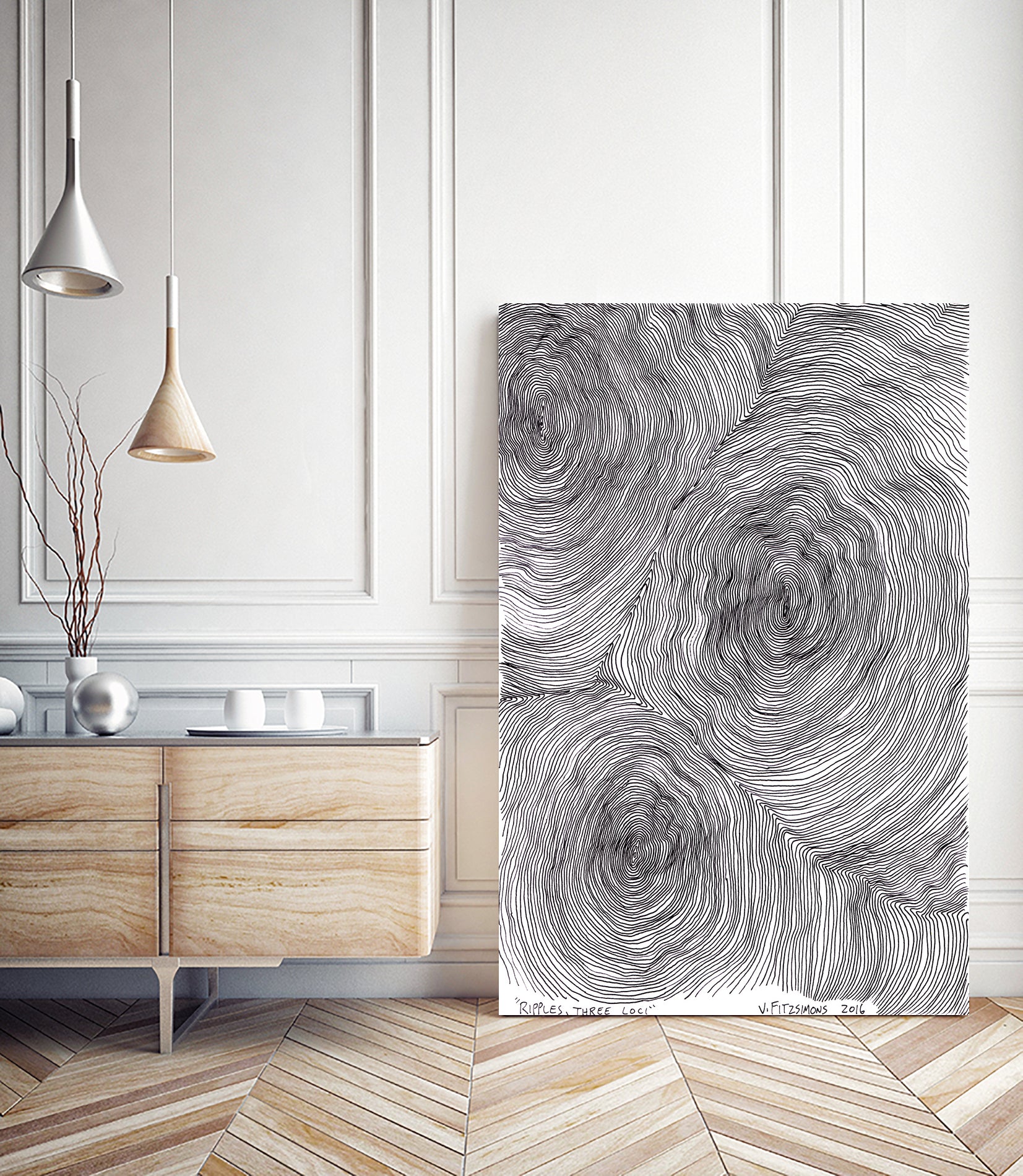 Ripples, three loci by Victor Fitzsimons on GIANT ART - black mixed media