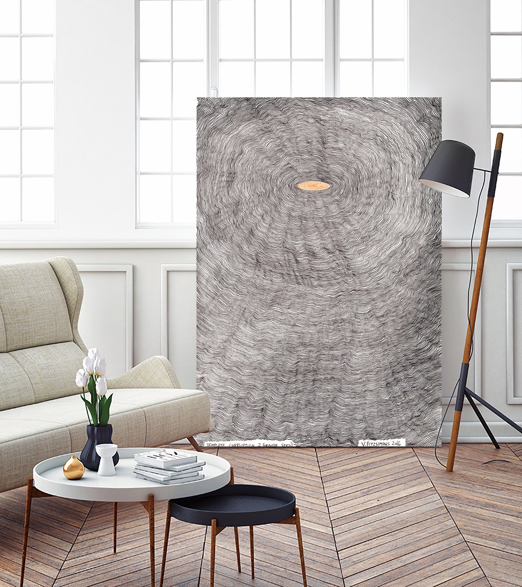 Template corruption 2 (orange seed) by Victor Fitzsimons on GIANT ART - black mixed media