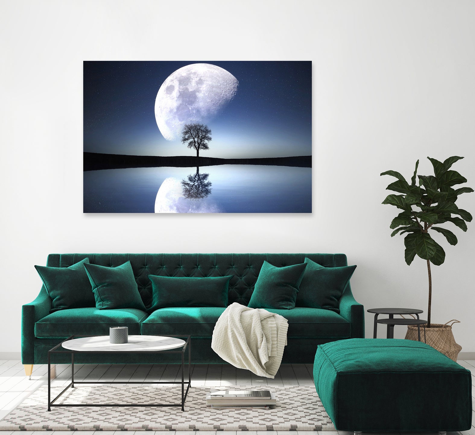 moon night river sky nature by Herman Wijanarko on GIANT ART - blue vector illustration
