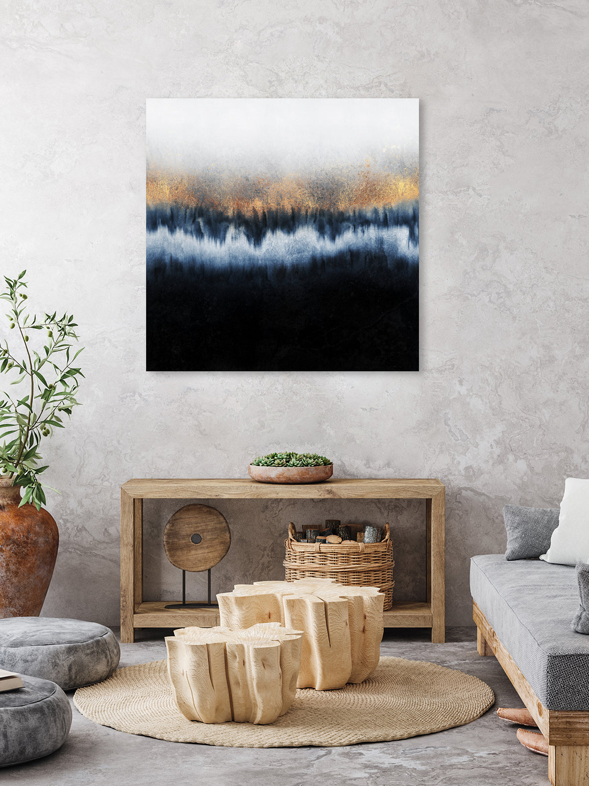 Golden Horizon by Elisabeth Fredriksson on GIANT ART - blue mixed media