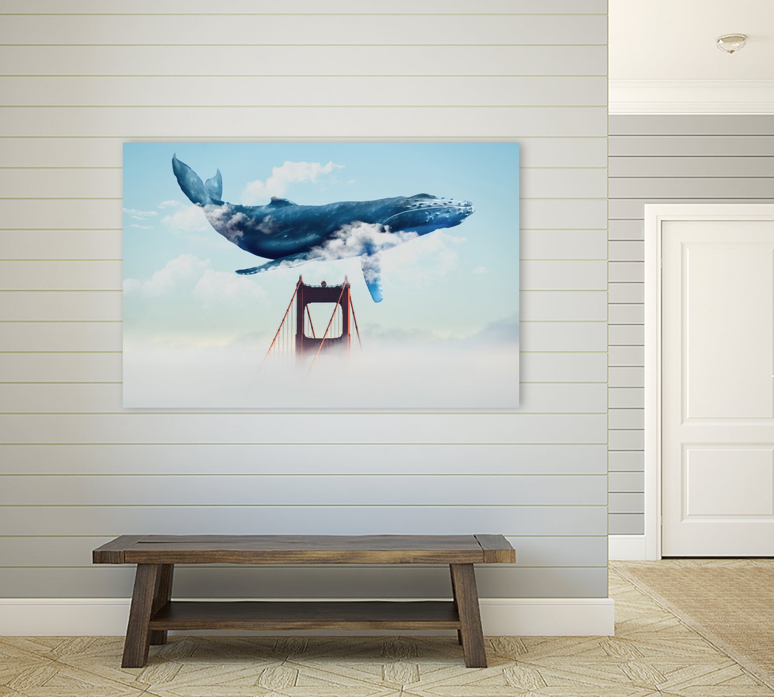 Whale Tails Golden Gate Bridge by David Loblaw on GIANT ART - blue photo manipulation