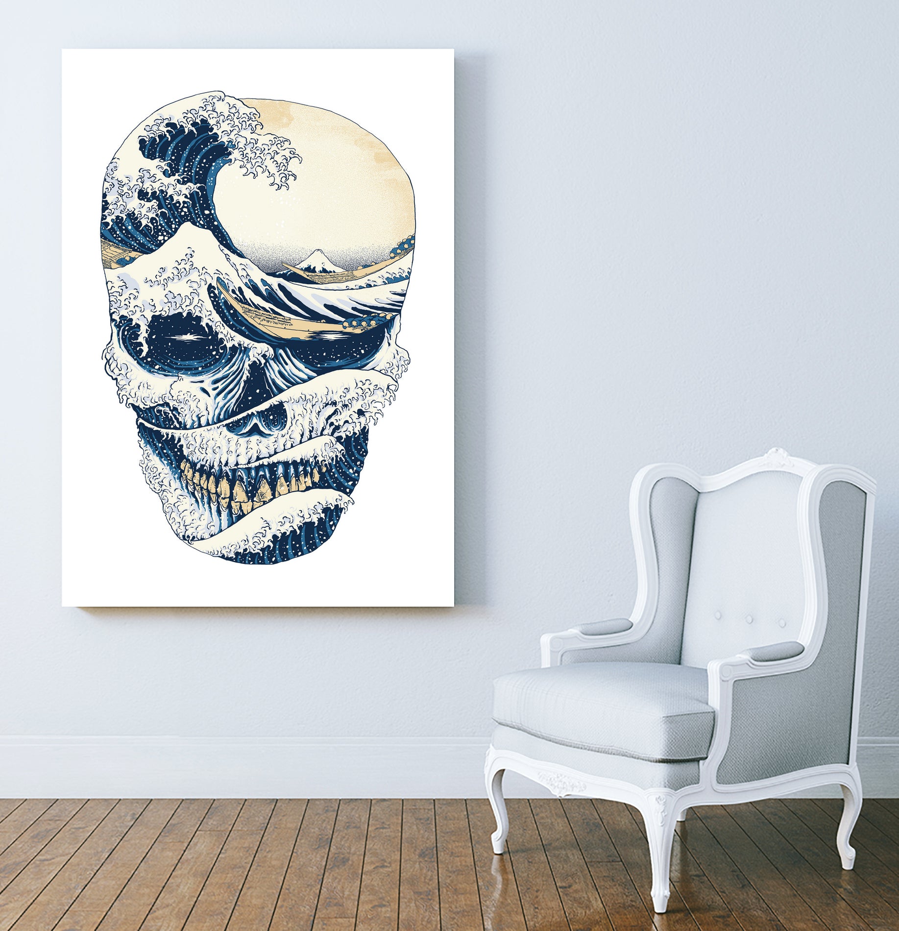 The Great Wave off Skull by Afif Quilimo on GIANT ART - white digital painting
