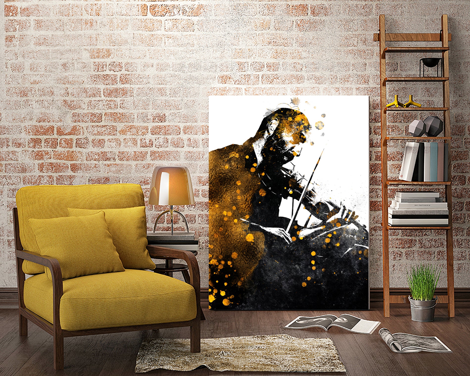 Violin music art gold and black #violin #music by Justyna Jaszke on GIANT ART - black digital painting