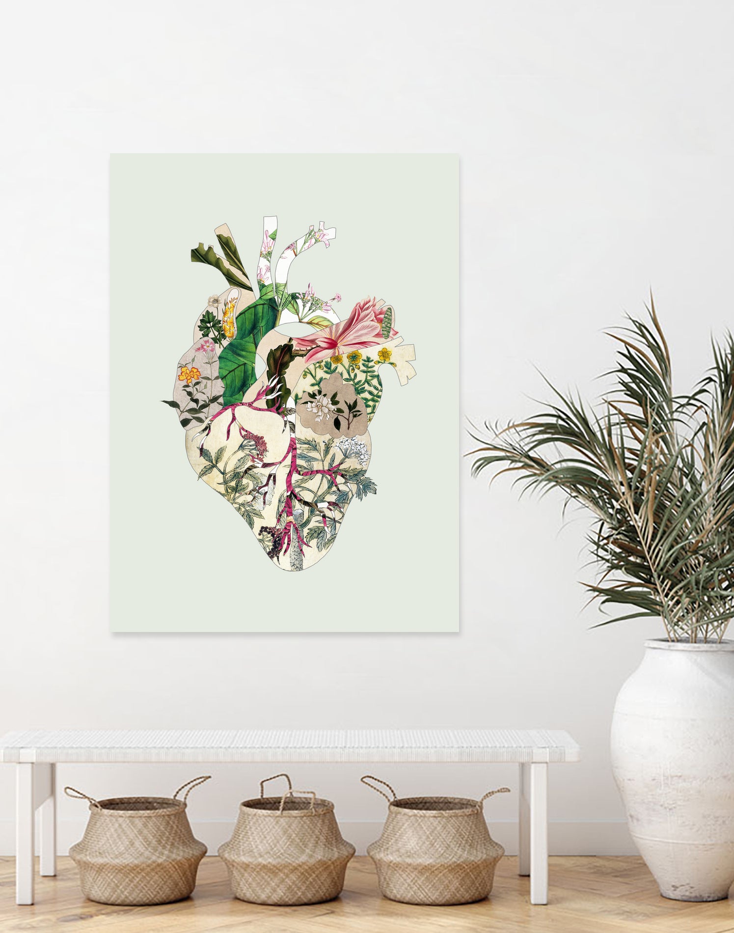 Vinatge Botanical Heart - Green by Bianca Green on GIANT ART - green digital drawing