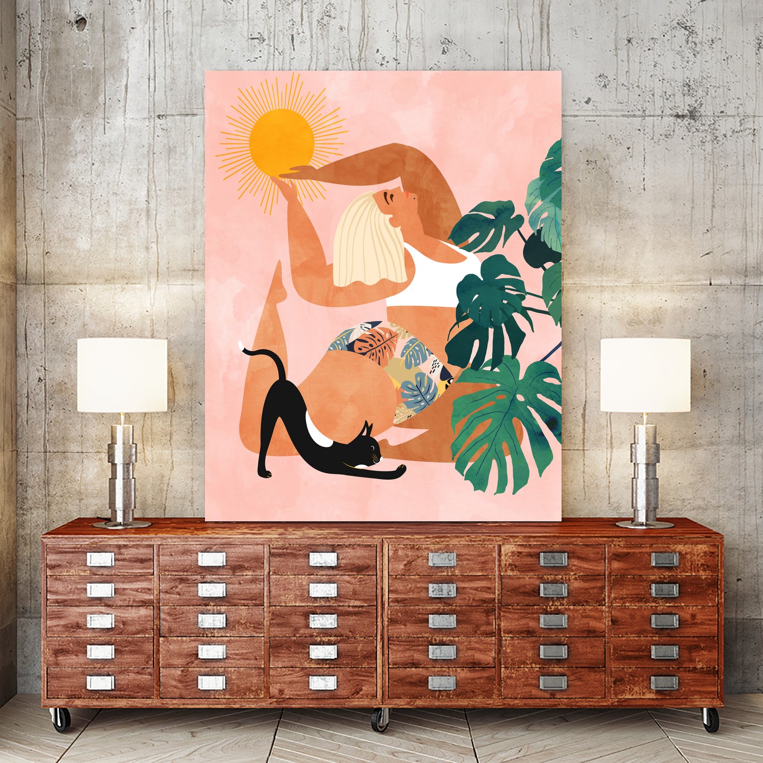 Tropical Yoga by Uma Gokhale on GIANT ART - orange digital painting