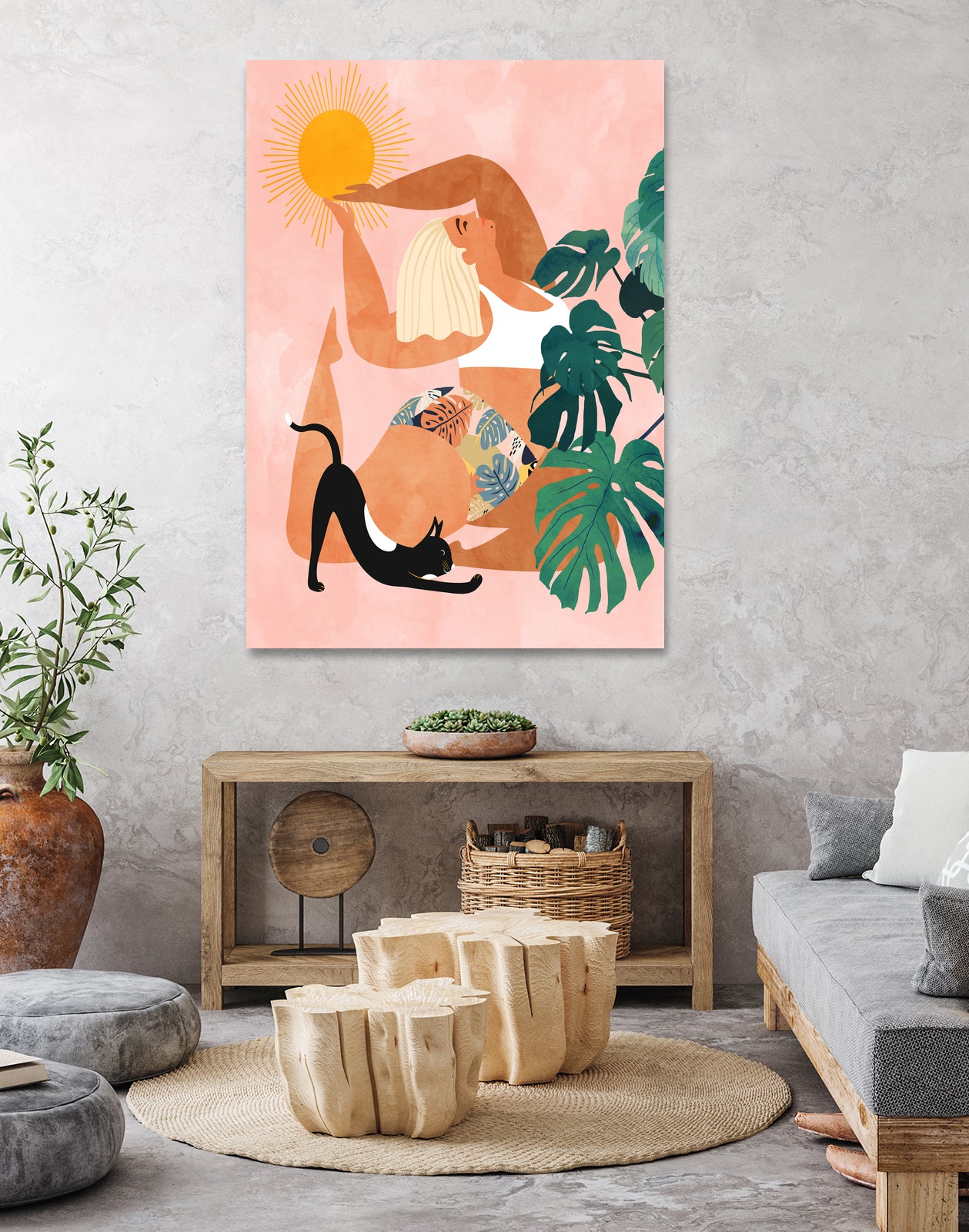 Tropical Yoga by Uma Gokhale on GIANT ART - orange digital painting