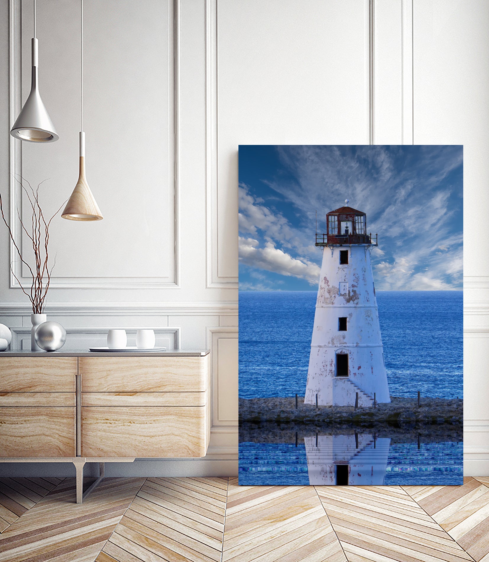 Lighthouse on Narrow Land by Darryl Brooks on GIANT ART - blue photo illustration
