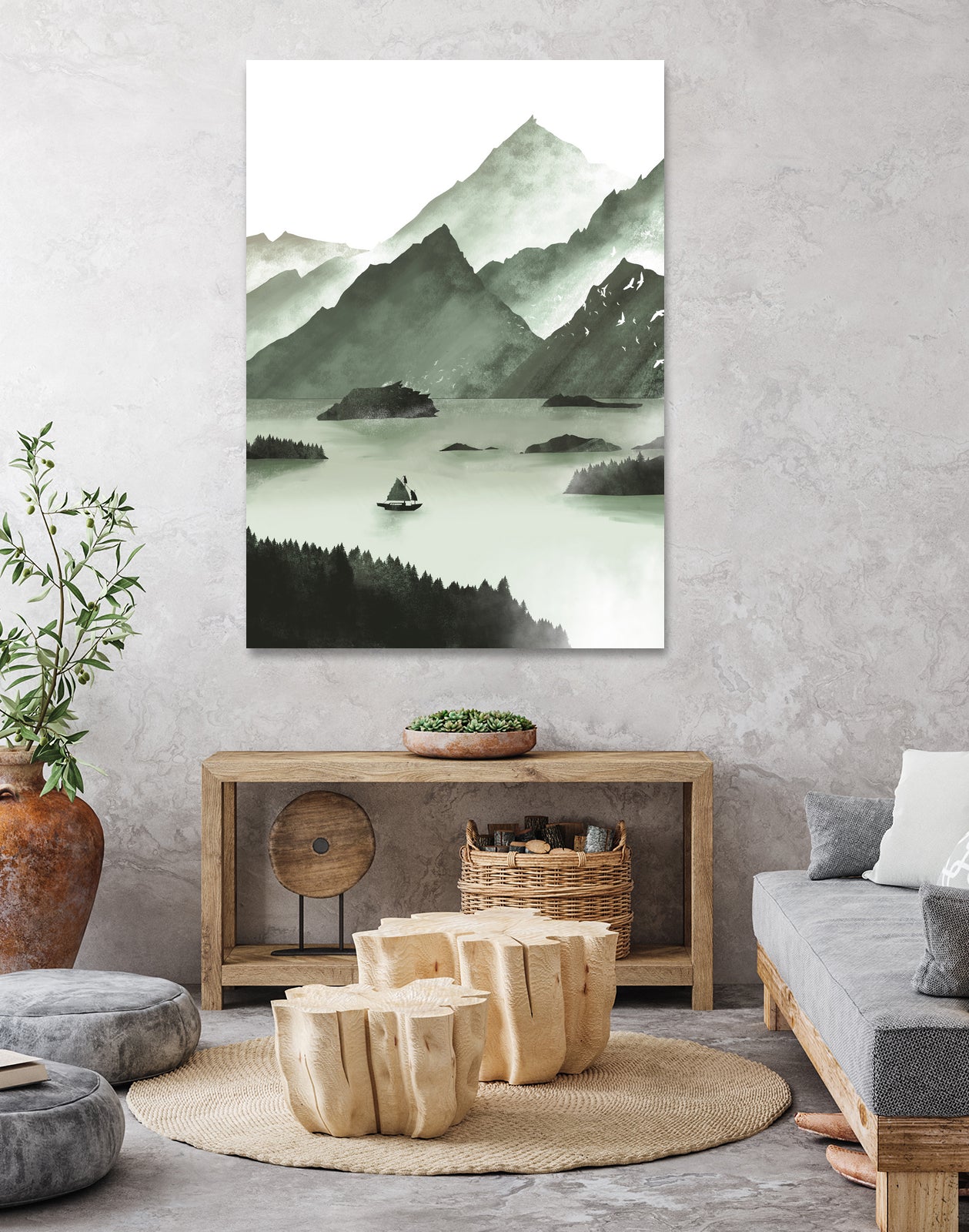 Calm Lake by Tomasz Dąbek on GIANT ART - green digital painting