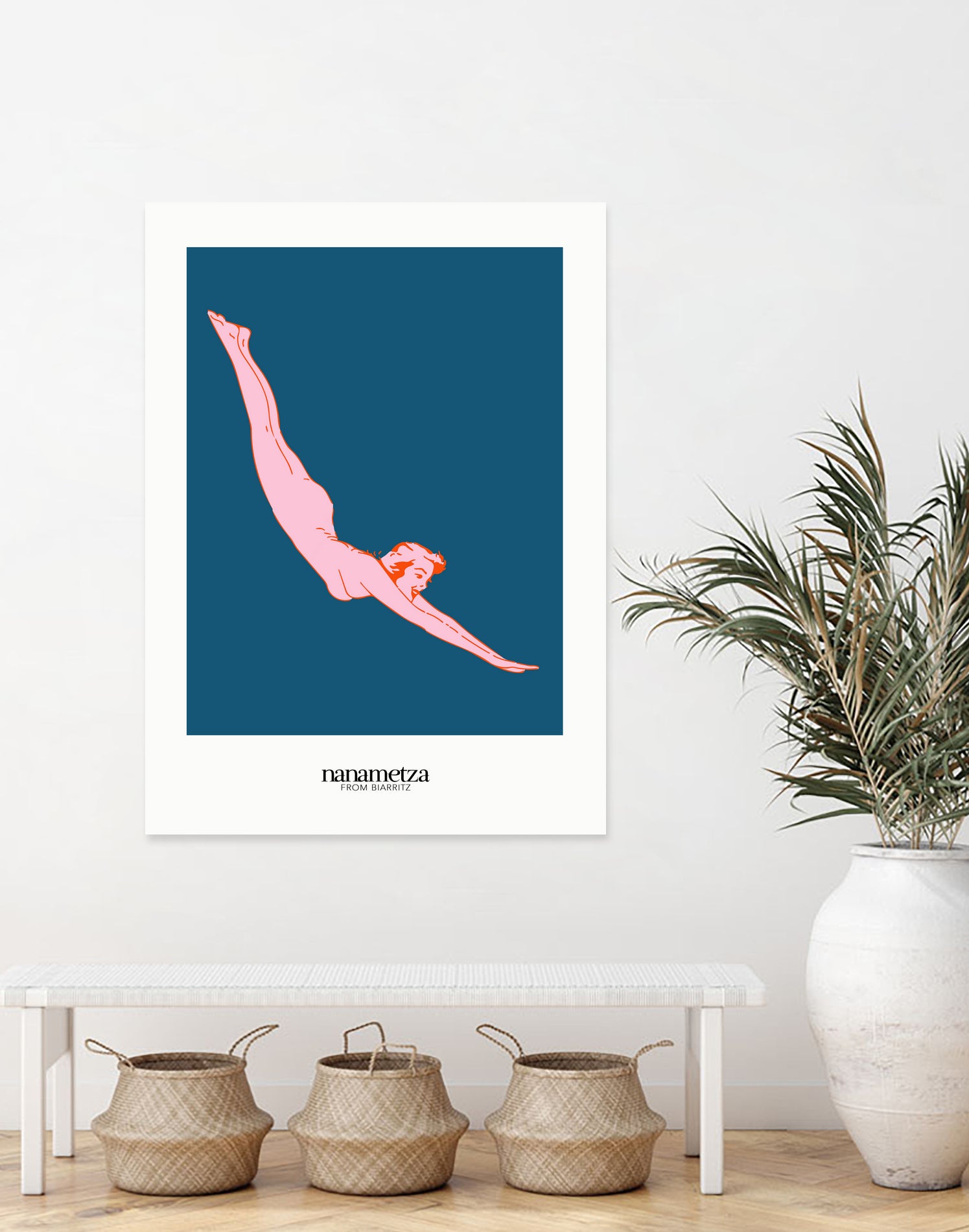 Baigneuse by Nanametza Biarritz on GIANT ART - blue digital drawing