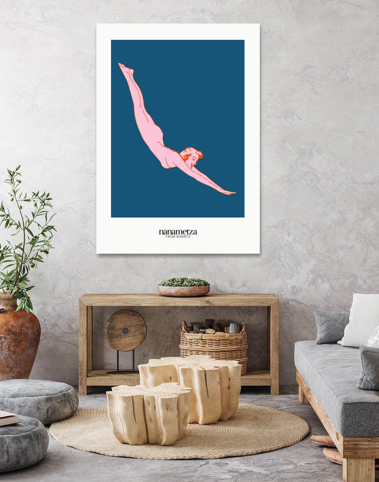 Baigneuse by Nanametza Biarritz on GIANT ART - blue digital drawing