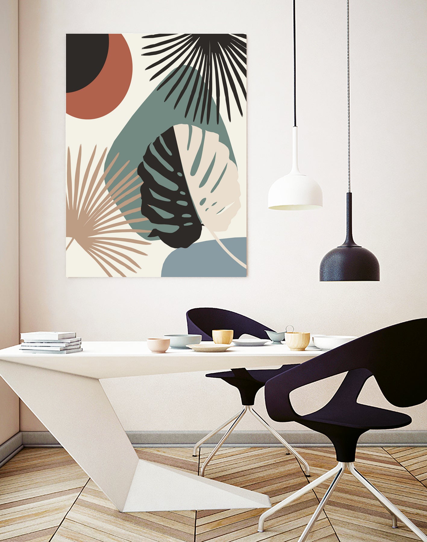 Minimal Yin Yang Monstera Fan Palm Finesse #1 #tropical by Anita & Bella Jantz on GIANT ART - green digital drawing