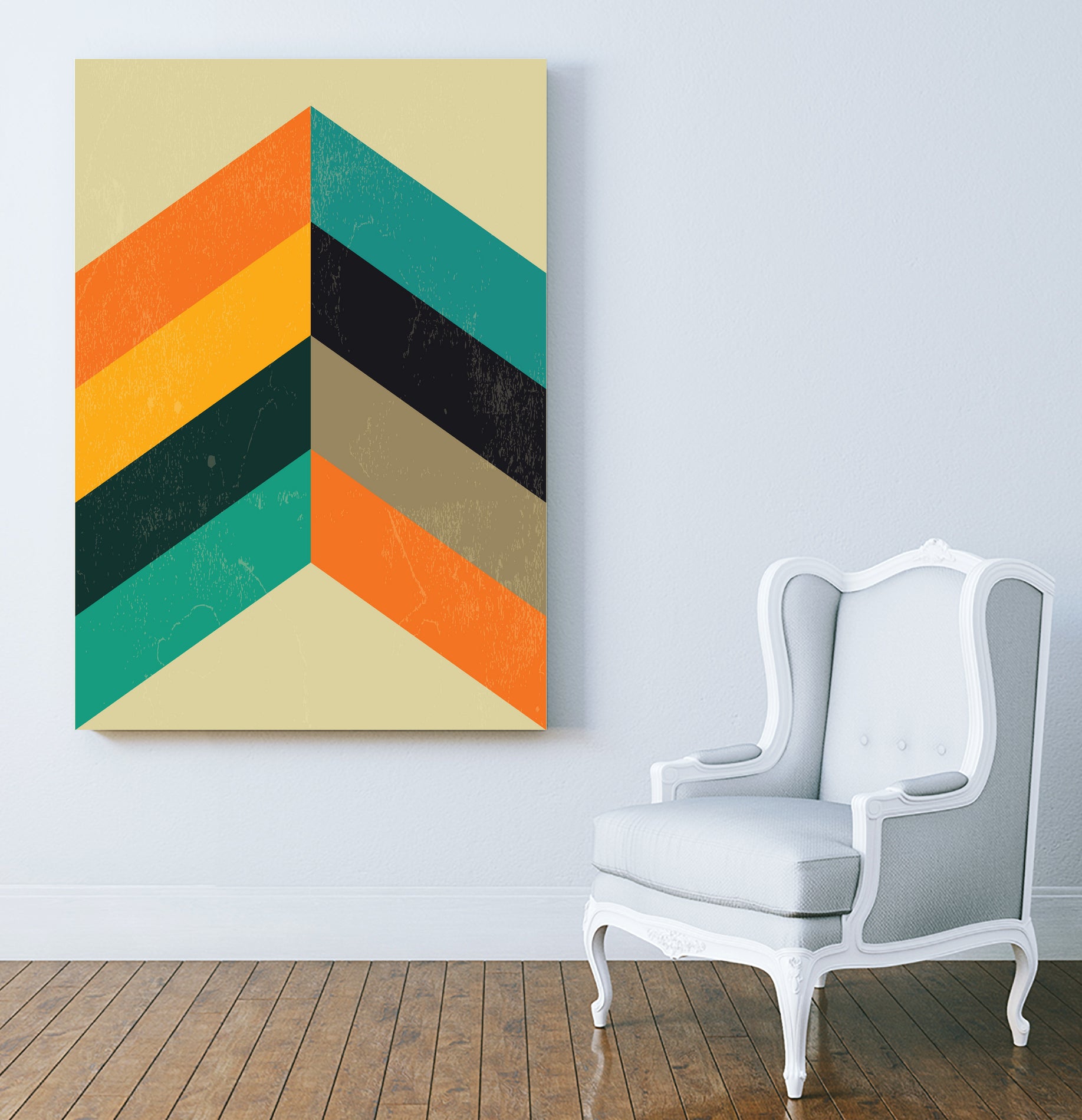 Mid Century Chevron by Studio North on GIANT ART - orange digital drawing