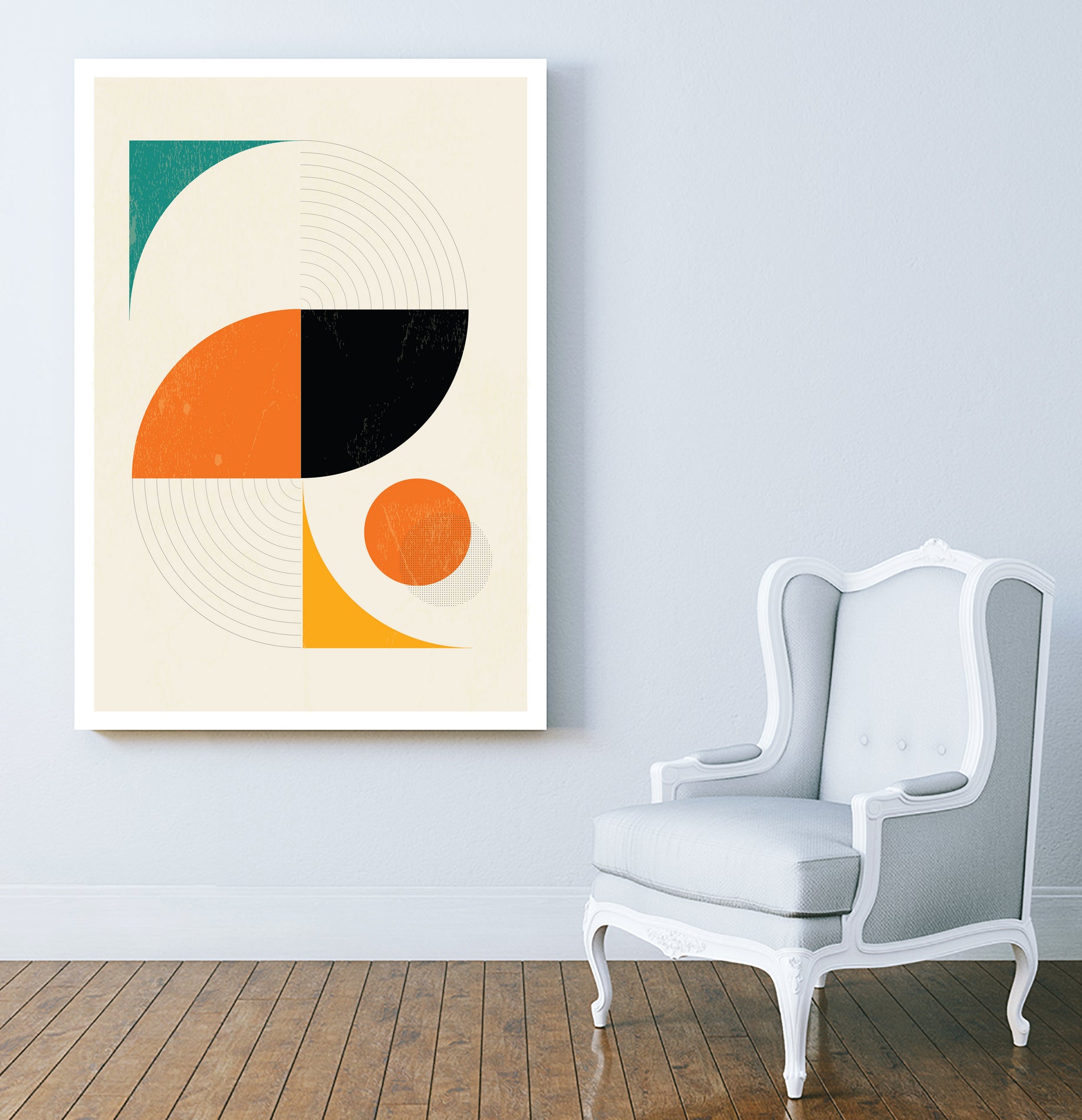 Mid Century Modern Abstract Pop, Retro Style by Studio North on GIANT ART - orange digital drawing
