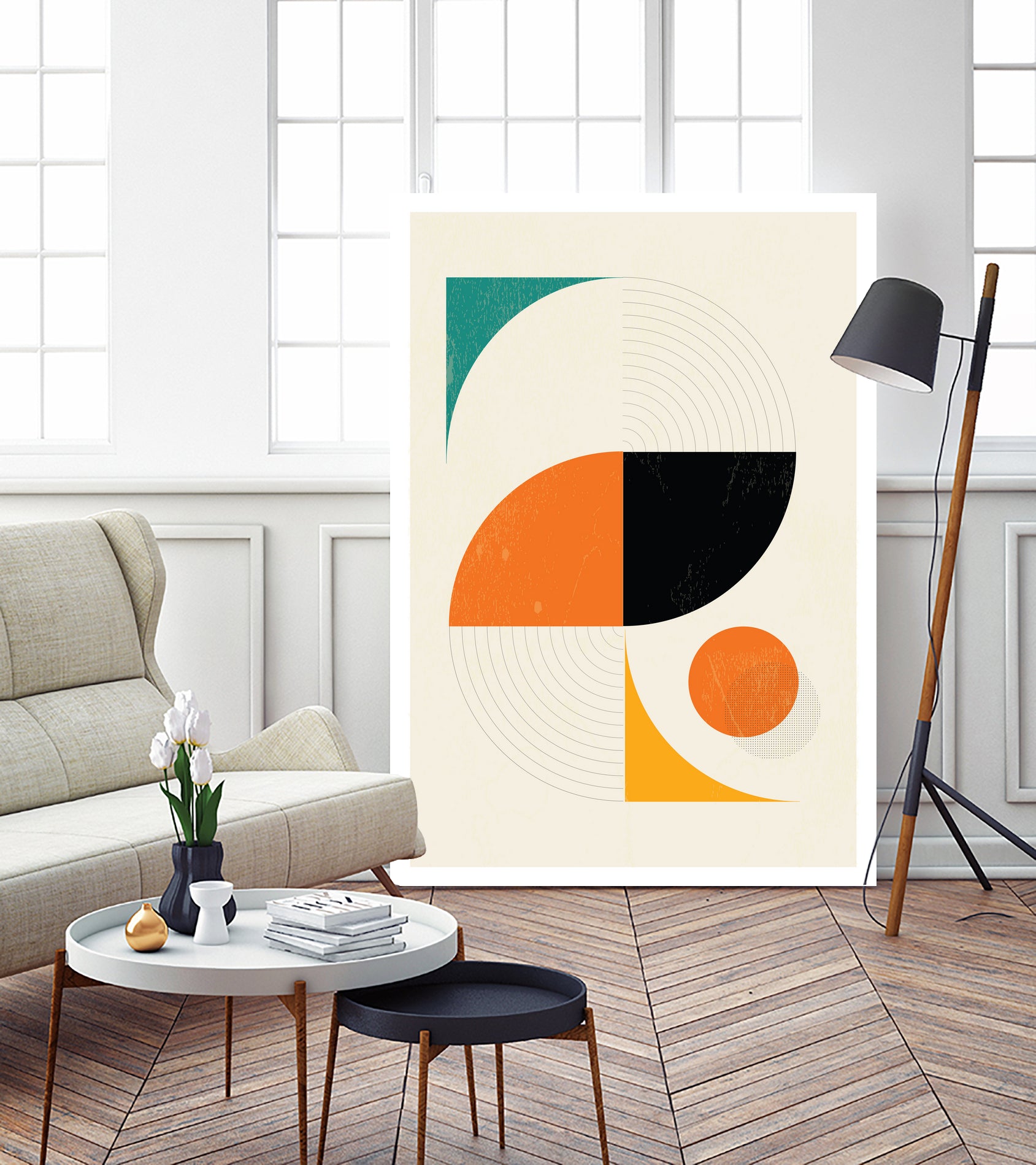 Mid Century Modern Abstract Pop, Retro Style by Studio North on GIANT ART - orange digital drawing