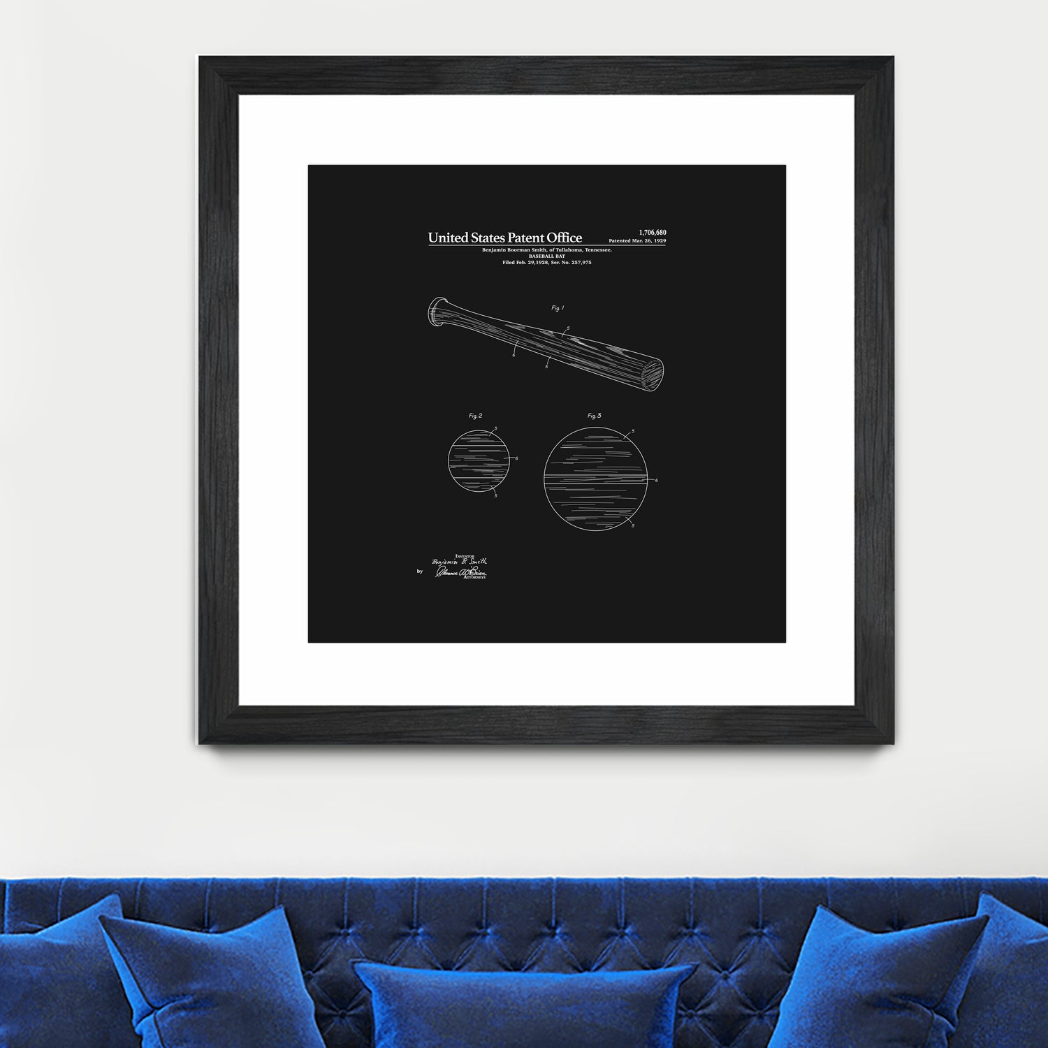 Baseball Bat Patent - Black by Finlay McNevin on GIANT ART - black typography