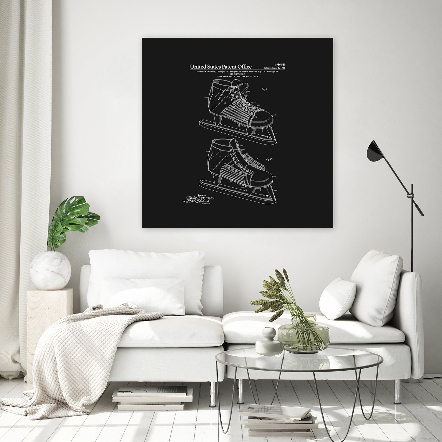 Hockey Skate Patent - Black by Finlay McNevin on GIANT ART - black typography