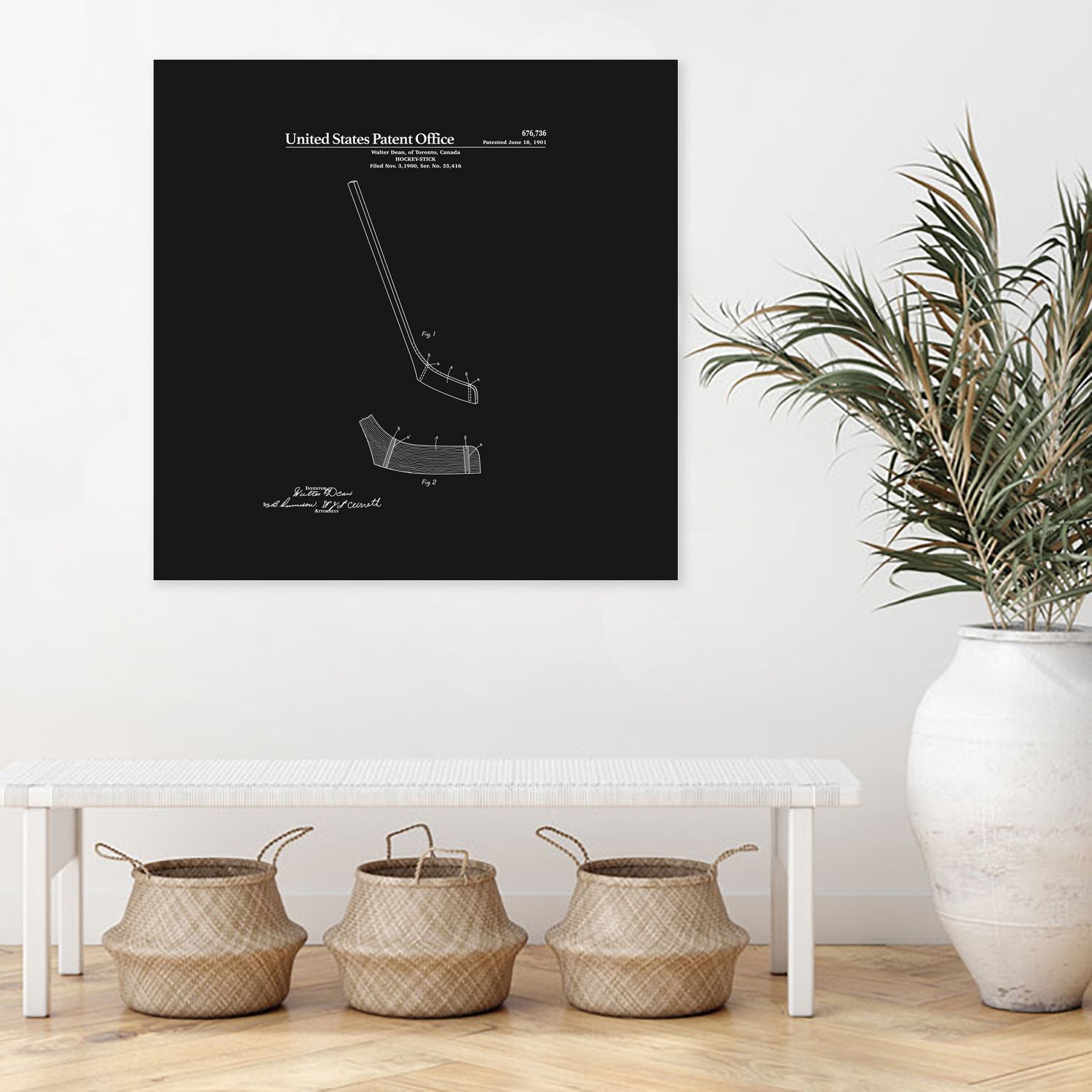 Hockey Stick Patent - Black by Finlay McNevin on GIANT ART - black typography