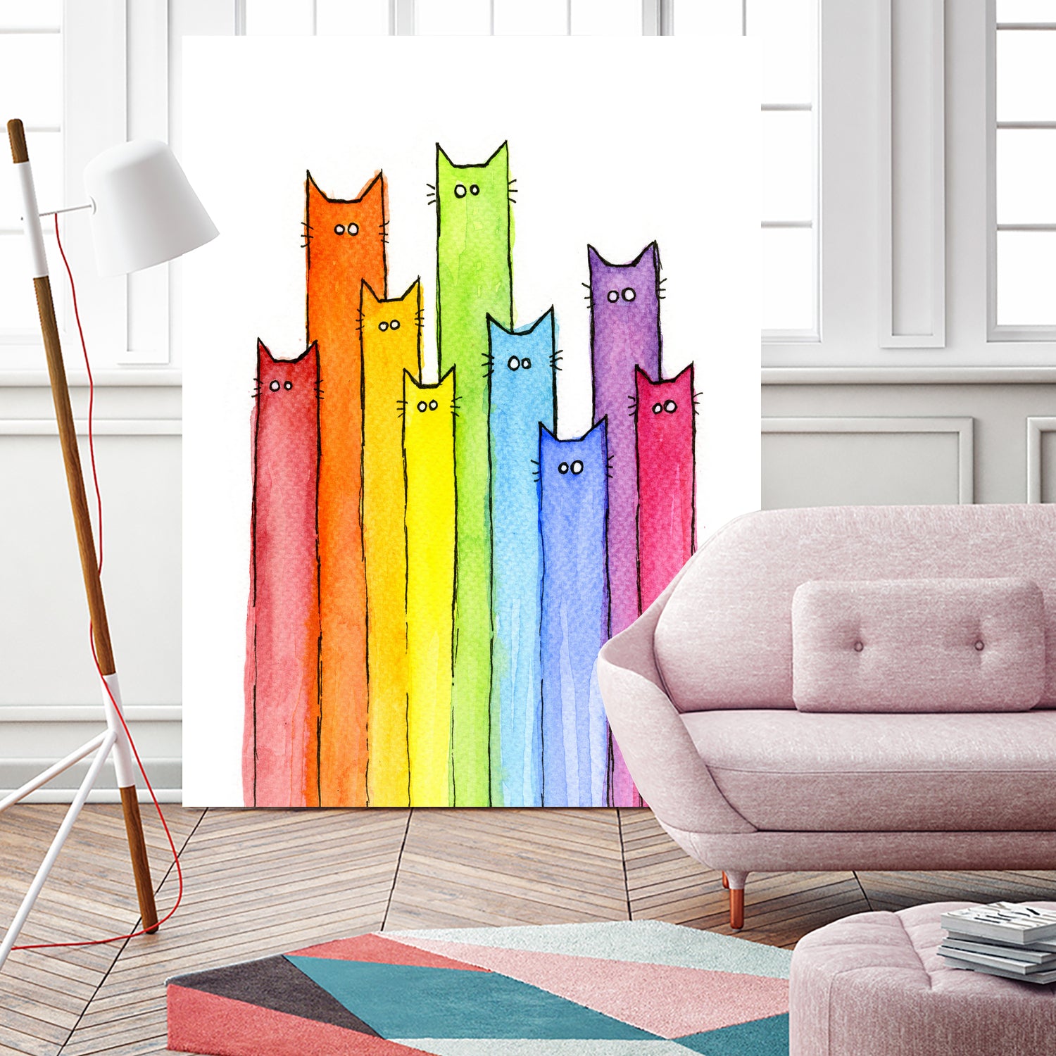 Rainbow of Cats by Olga Shvartsur on GIANT ART - pink mixed media
