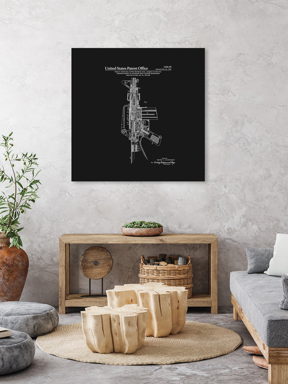 AR-15 Semi-Automatic Rifle Patent - Black by Finlay McNevin on GIANT ART - black typography