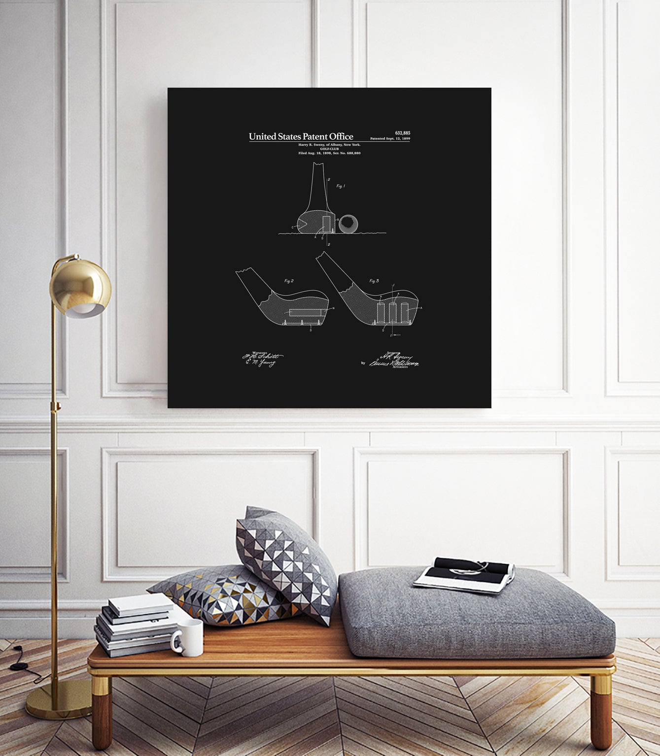 Golf Club Patent - Black by Finlay McNevin on GIANT ART - black typography