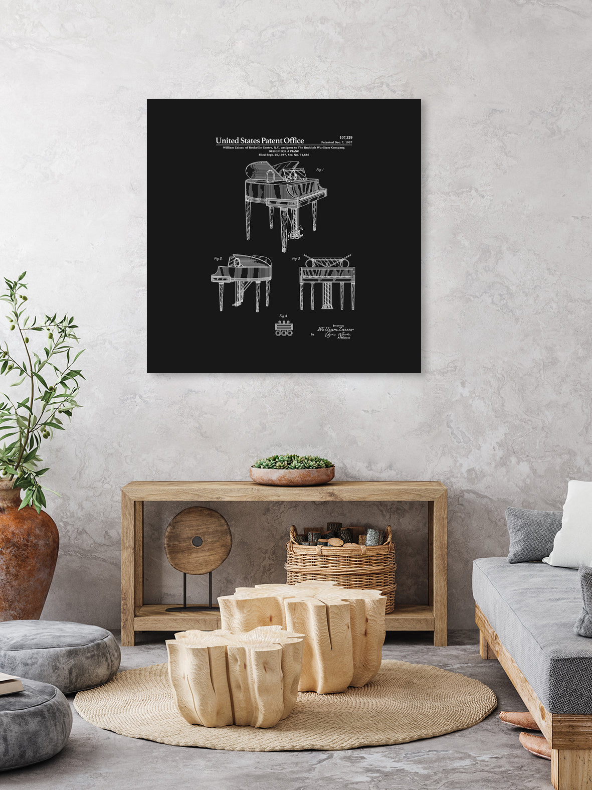Piano Patent - Black by Finlay McNevin on GIANT ART - black typography