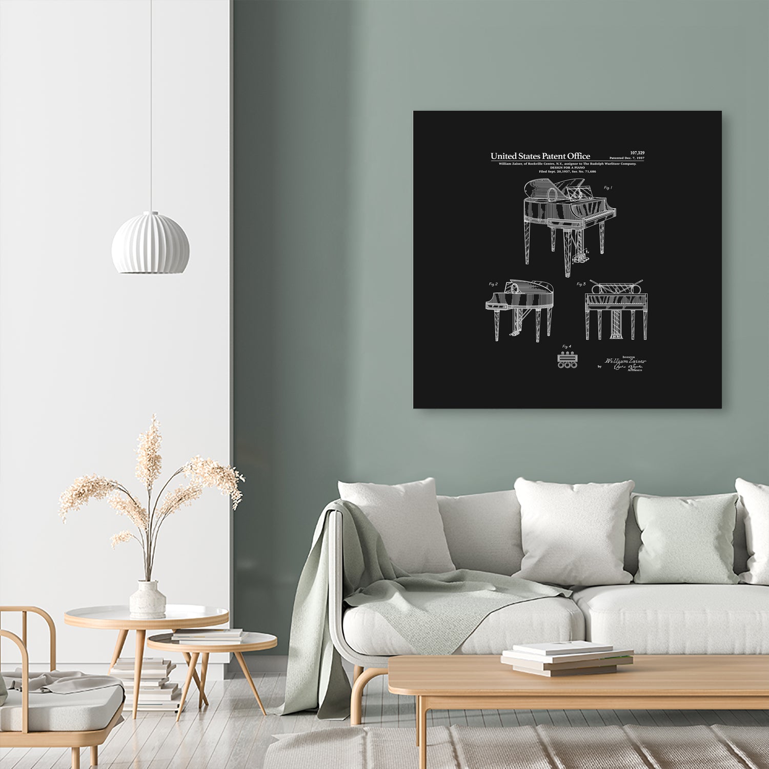 Piano Patent - Black by Finlay McNevin on GIANT ART - black typography