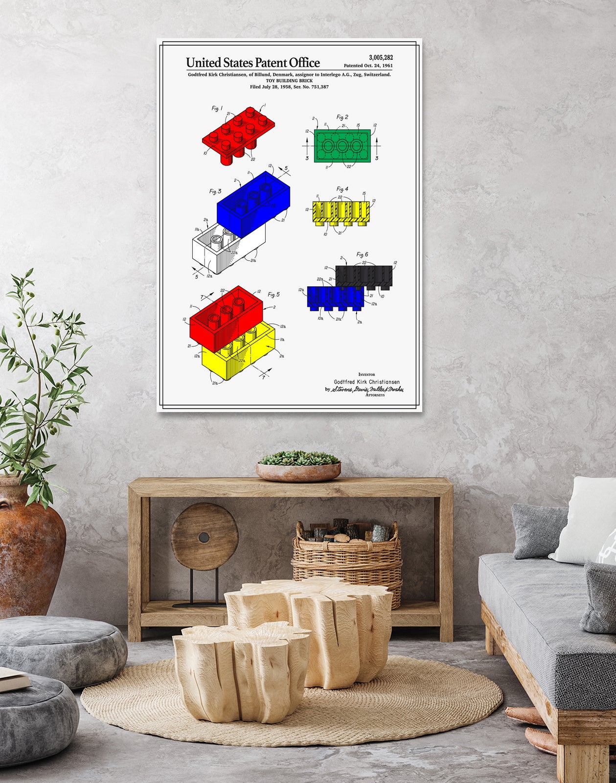 Toy Building Brick Patent by Finlay McNevin on GIANT ART - white typography