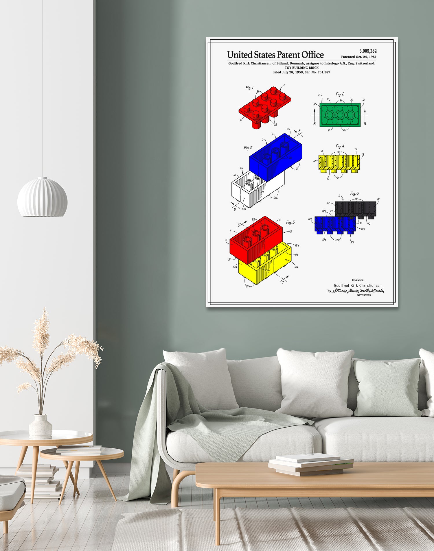 Toy Building Brick Patent by Finlay McNevin on GIANT ART - white typography