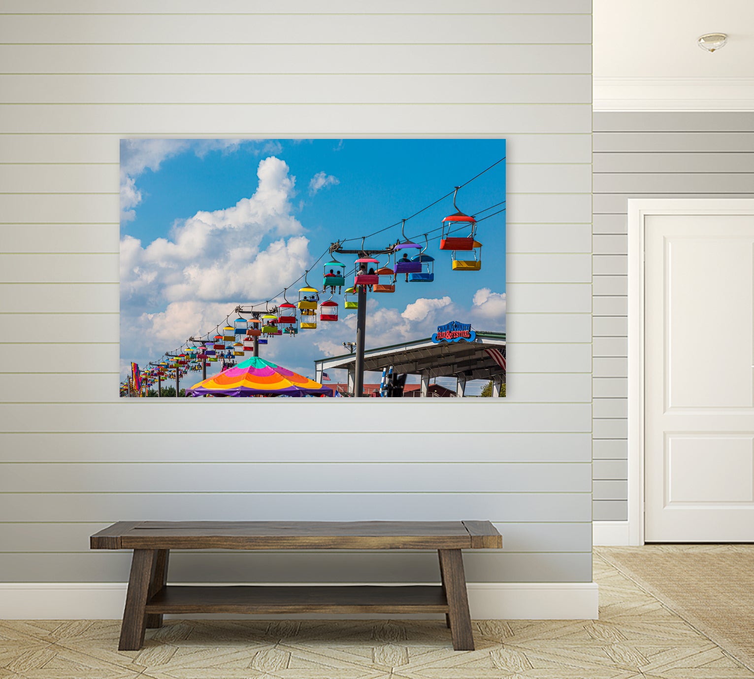 Skylift Over Cumming Fair by Darryl Brooks on GIANT ART - blue photo illustration