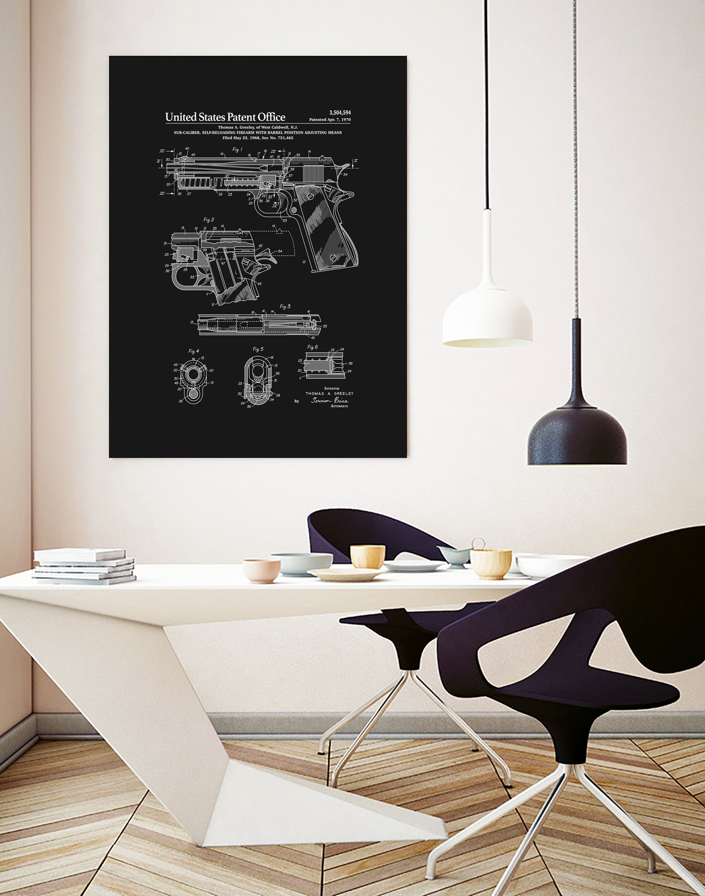 Colt 1911 Handgun Patent - Black by Finlay McNevin on GIANT ART - black typography