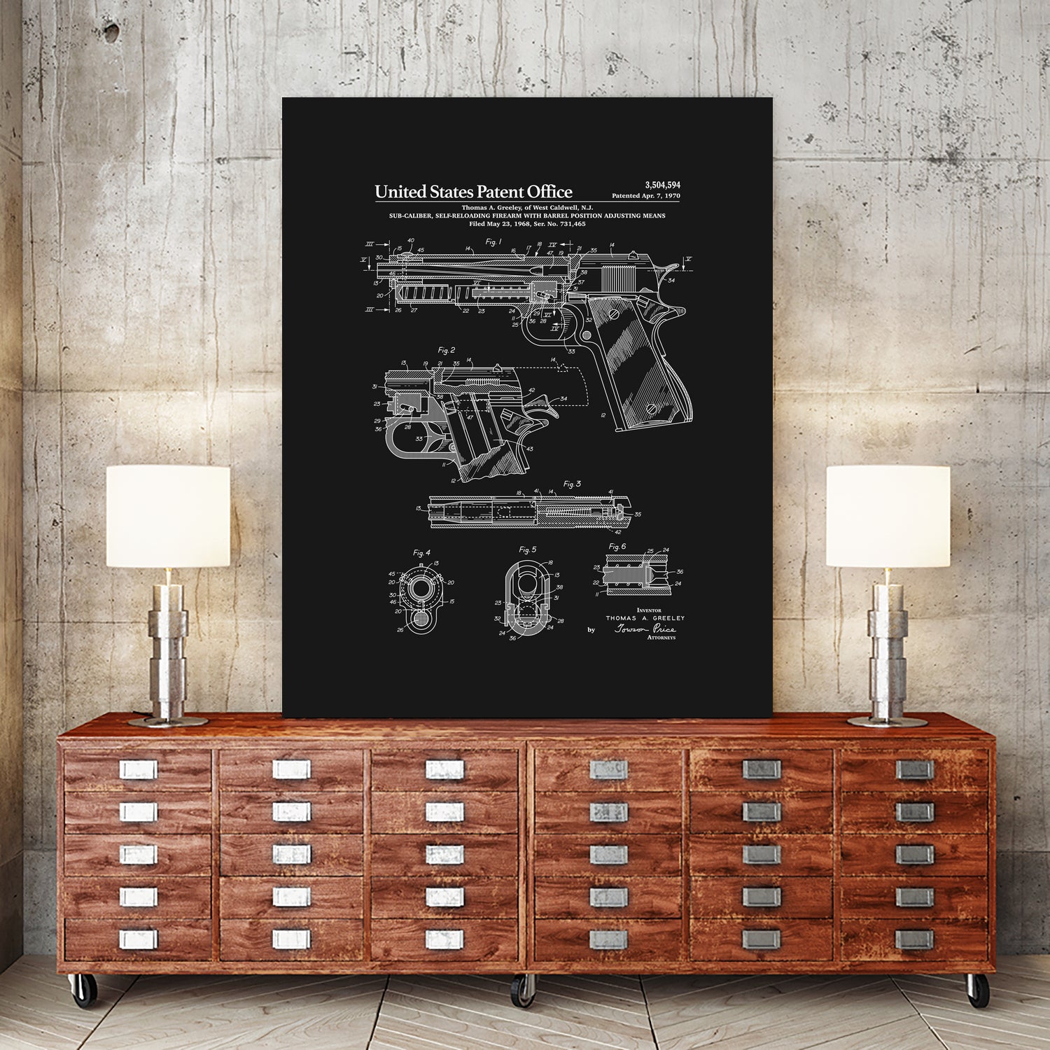 Colt 1911 Handgun Patent - Black by Finlay McNevin on GIANT ART - black typography