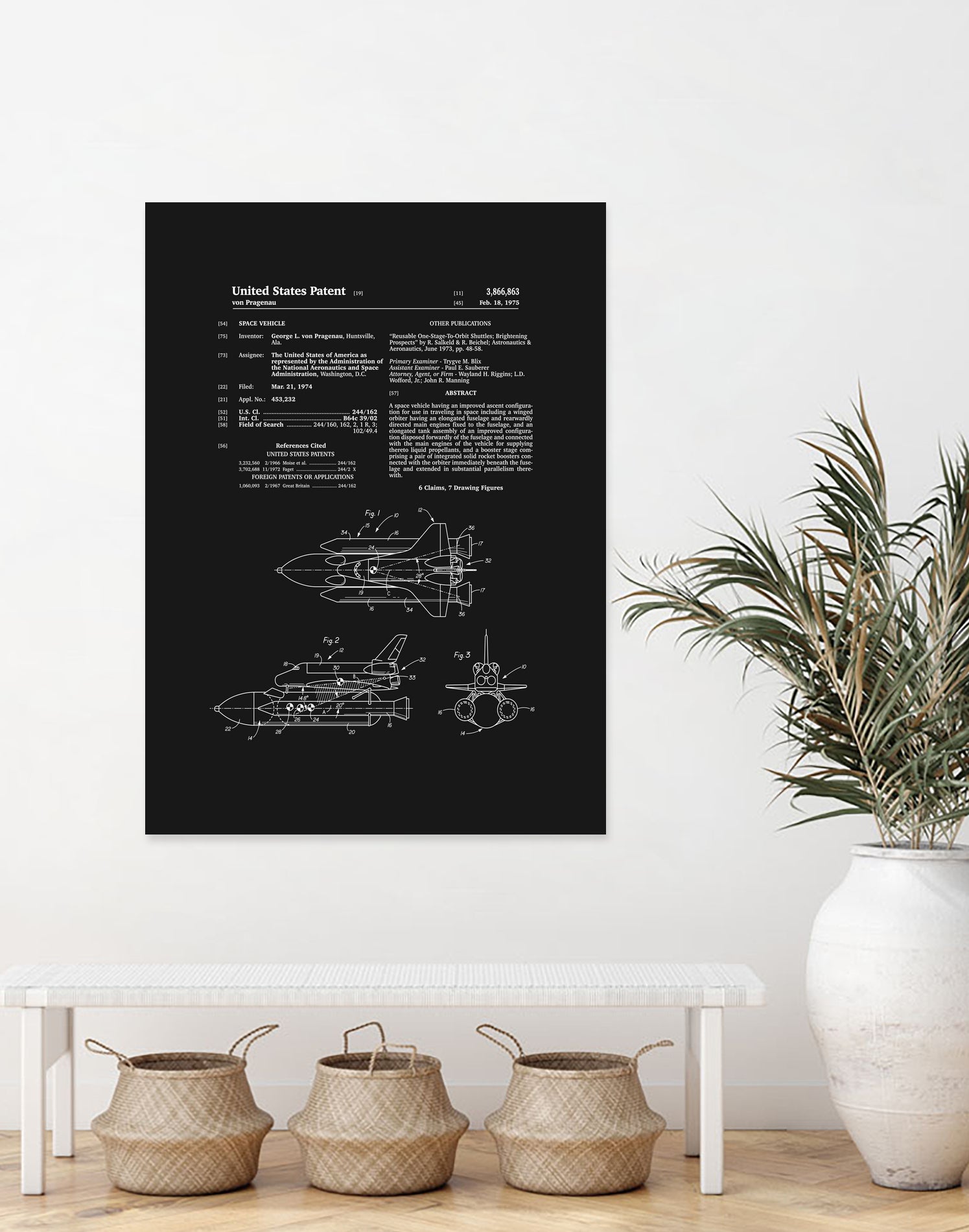 Space Shuttle Patent - Black by Finlay McNevin on GIANT ART - black typography