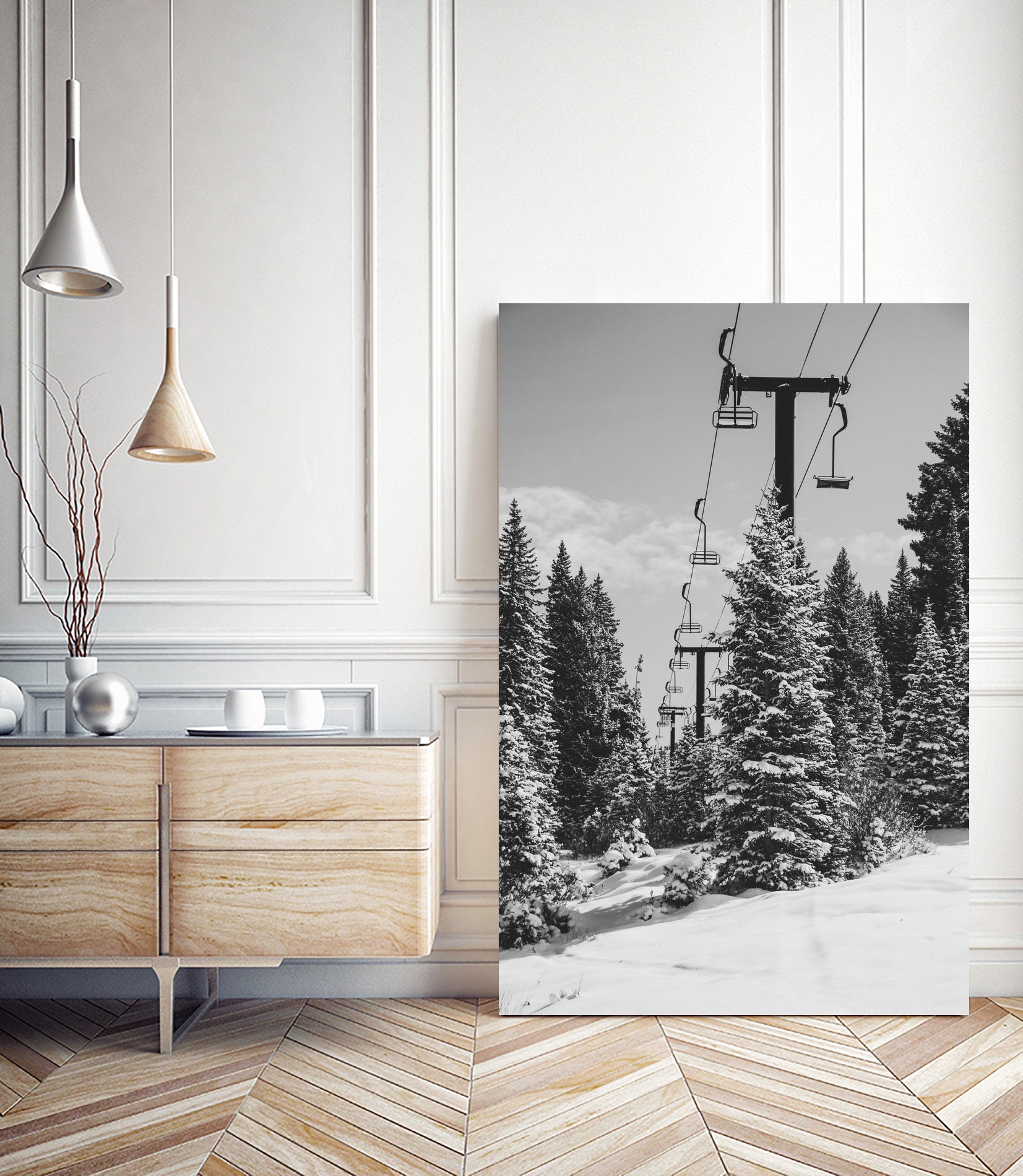 Chairlift to the Top by Alex Tonetti on GIANT ART - gray photo illustration