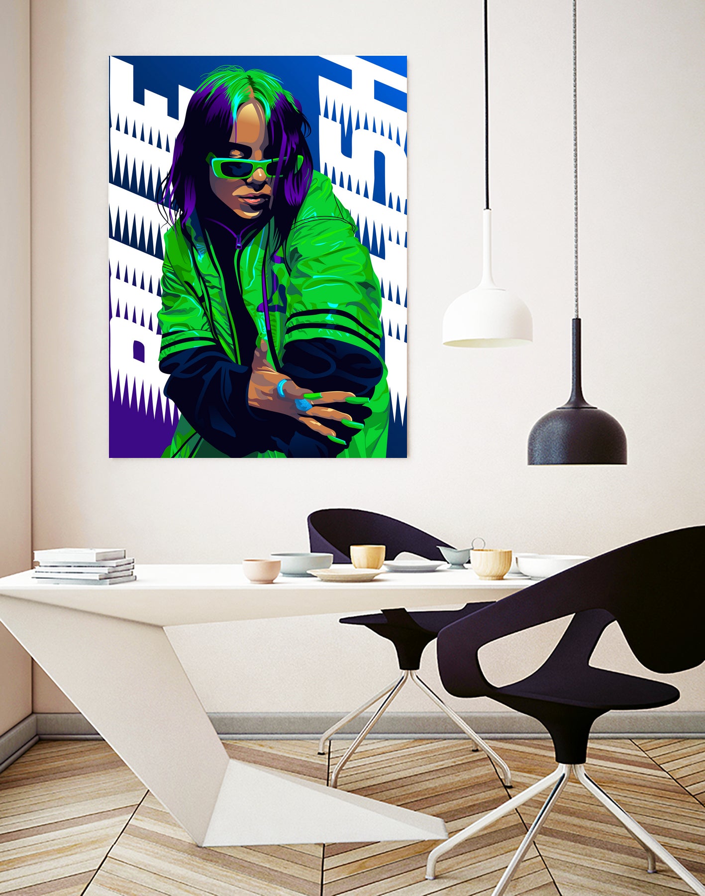 Billie Green Eilish by Laksana Ardie on GIANT ART - green digital painting
