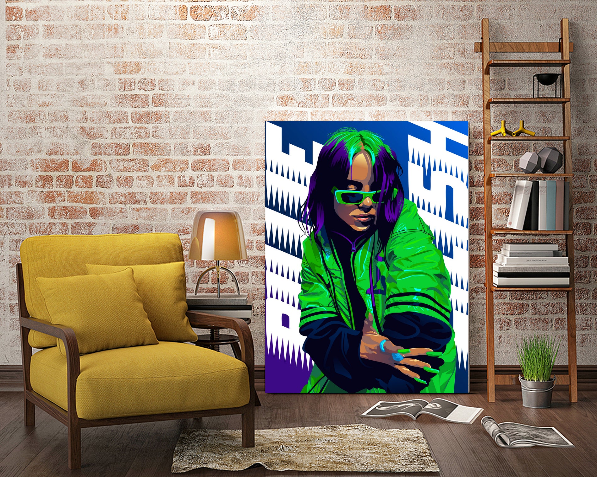 Billie Green Eilish by Laksana Ardie on GIANT ART - green digital painting