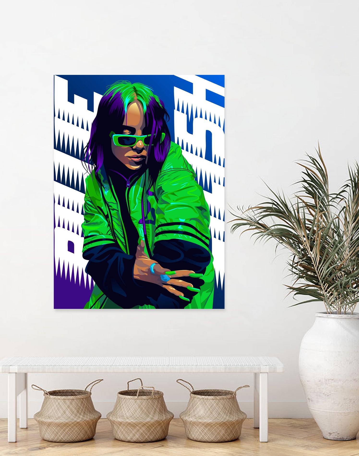 Billie Green Eilish by Laksana Ardie on GIANT ART - green digital painting
