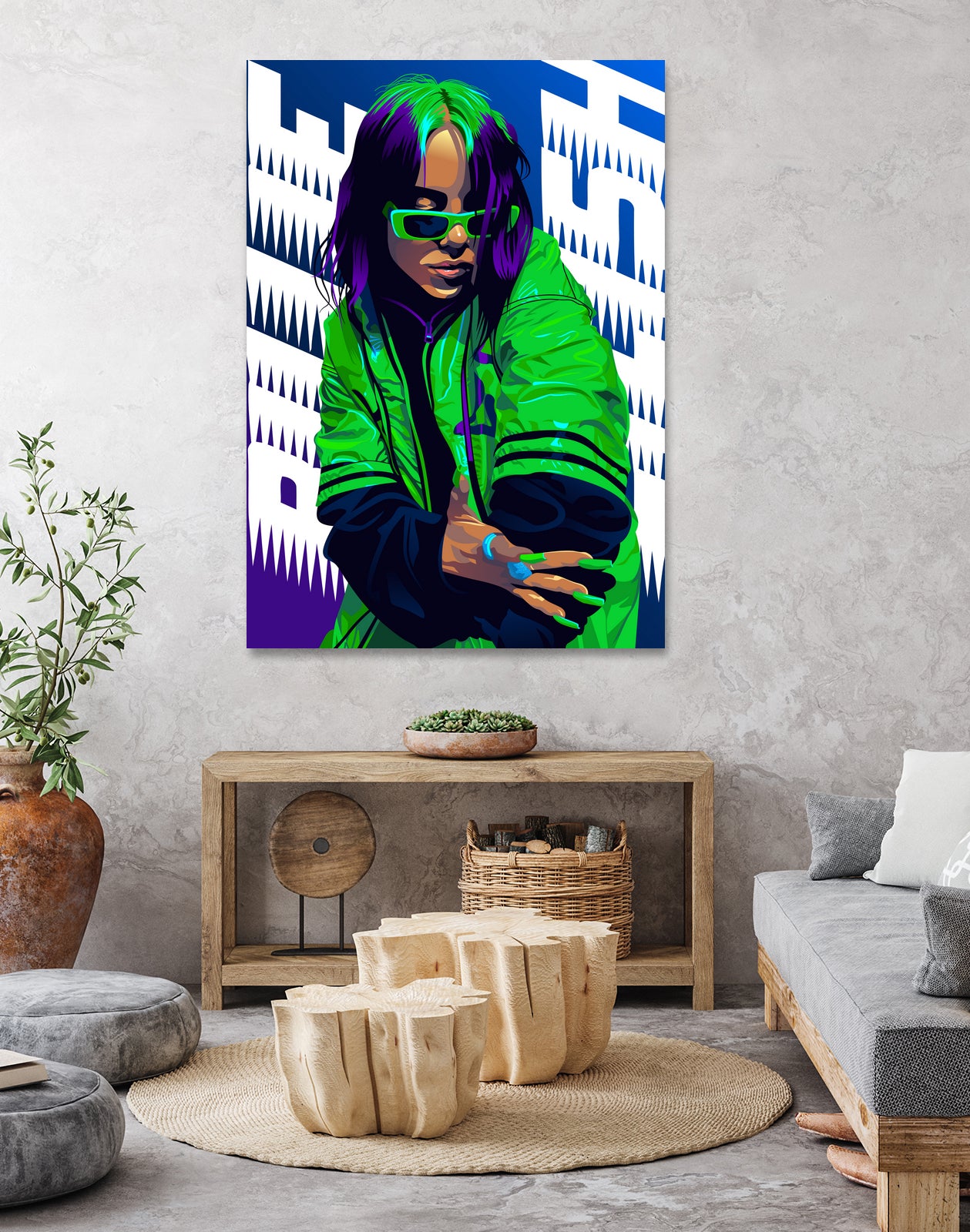 Billie Green Eilish by Laksana Ardie on GIANT ART - green digital painting