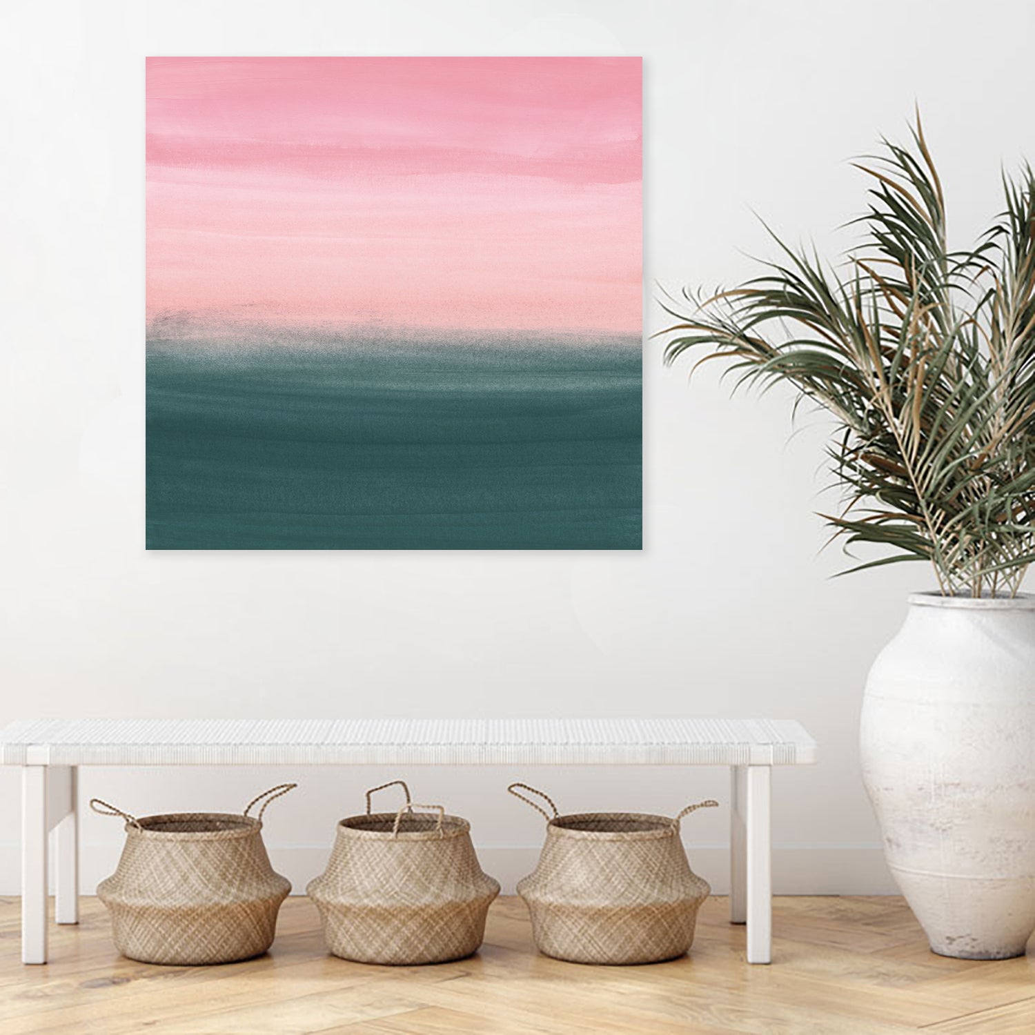Touching Teal Pink Watercolor Abstract #1 #painting by Anita & Bella Jantz on GIANT ART - pink digital painting