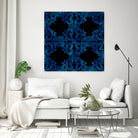 Blue carved tile ceramic effect by Bernadette Mombourgh on GIANT ART - blue digital painting